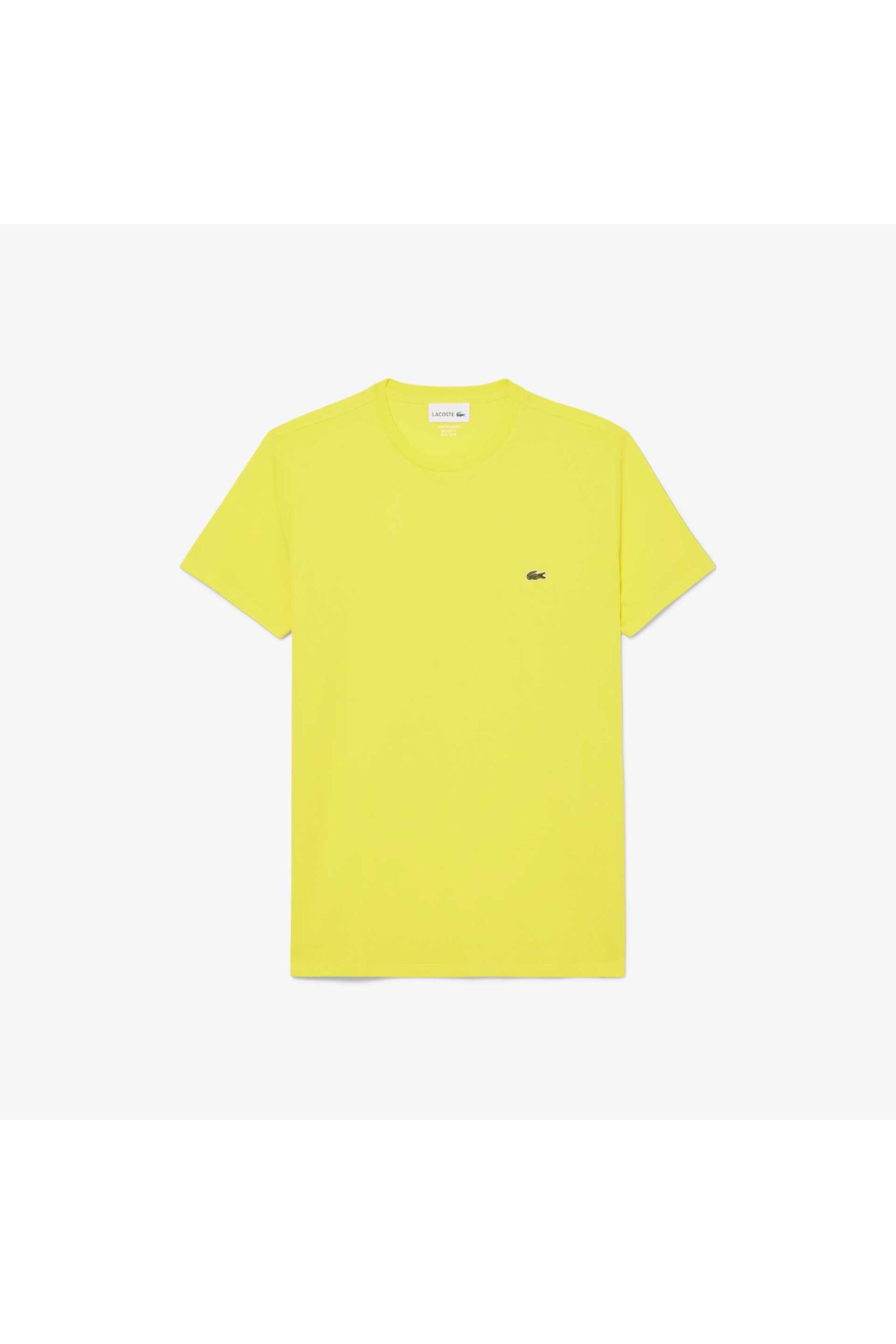 Lacoste Ανδρικό T-Shirt με Κεντημένο Λογότυπο Regular Fit - Th6709 Κίτρινο