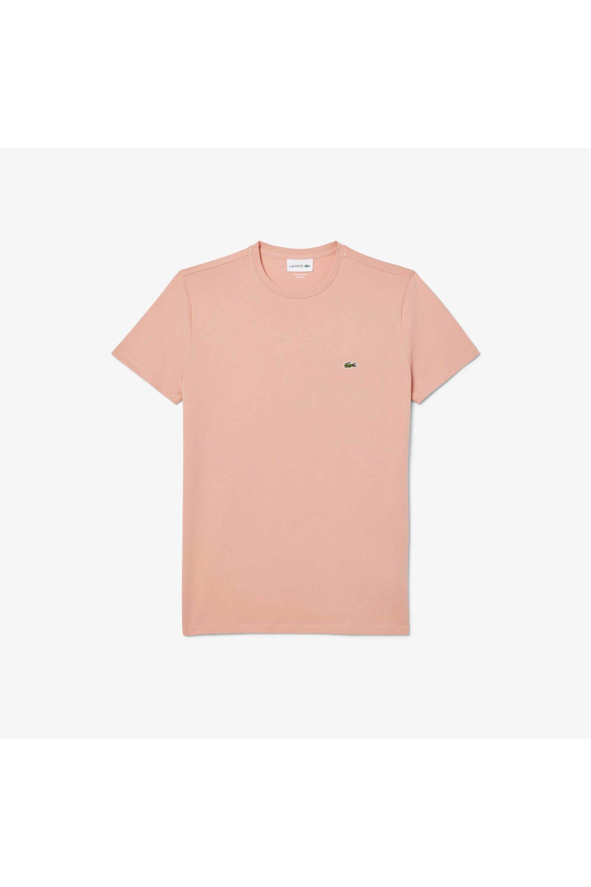 Lacoste Ανδρικό T-Shirt με Κεντημένο Λογότυπο Regular Fit - Th6709 Ροζ Piggy