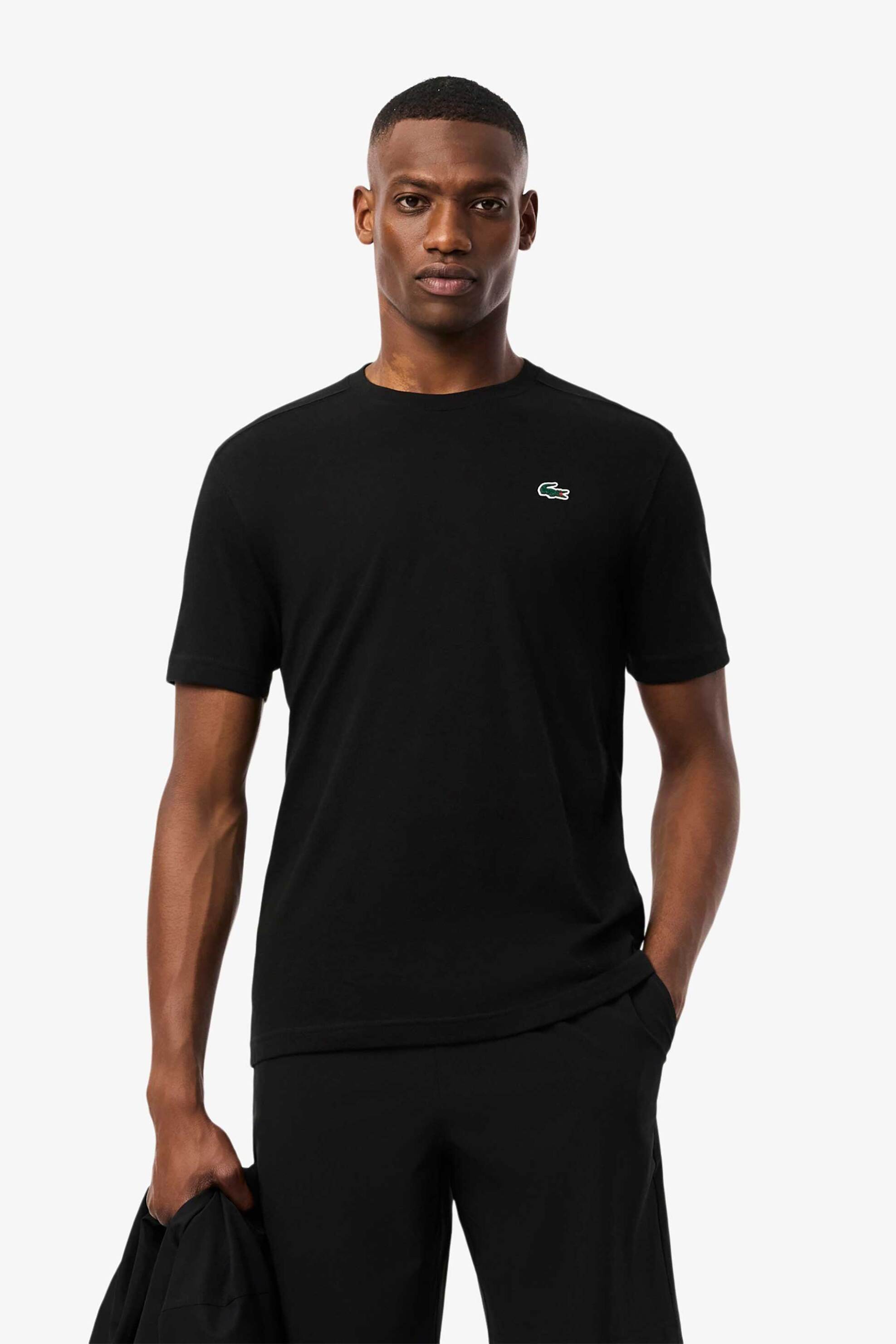 LACOSTE Lacoste ανδρικό T-shirt μονόχρωμο με κεντημένο λογότυπο Regular Fit - TH7618 Μαύρο