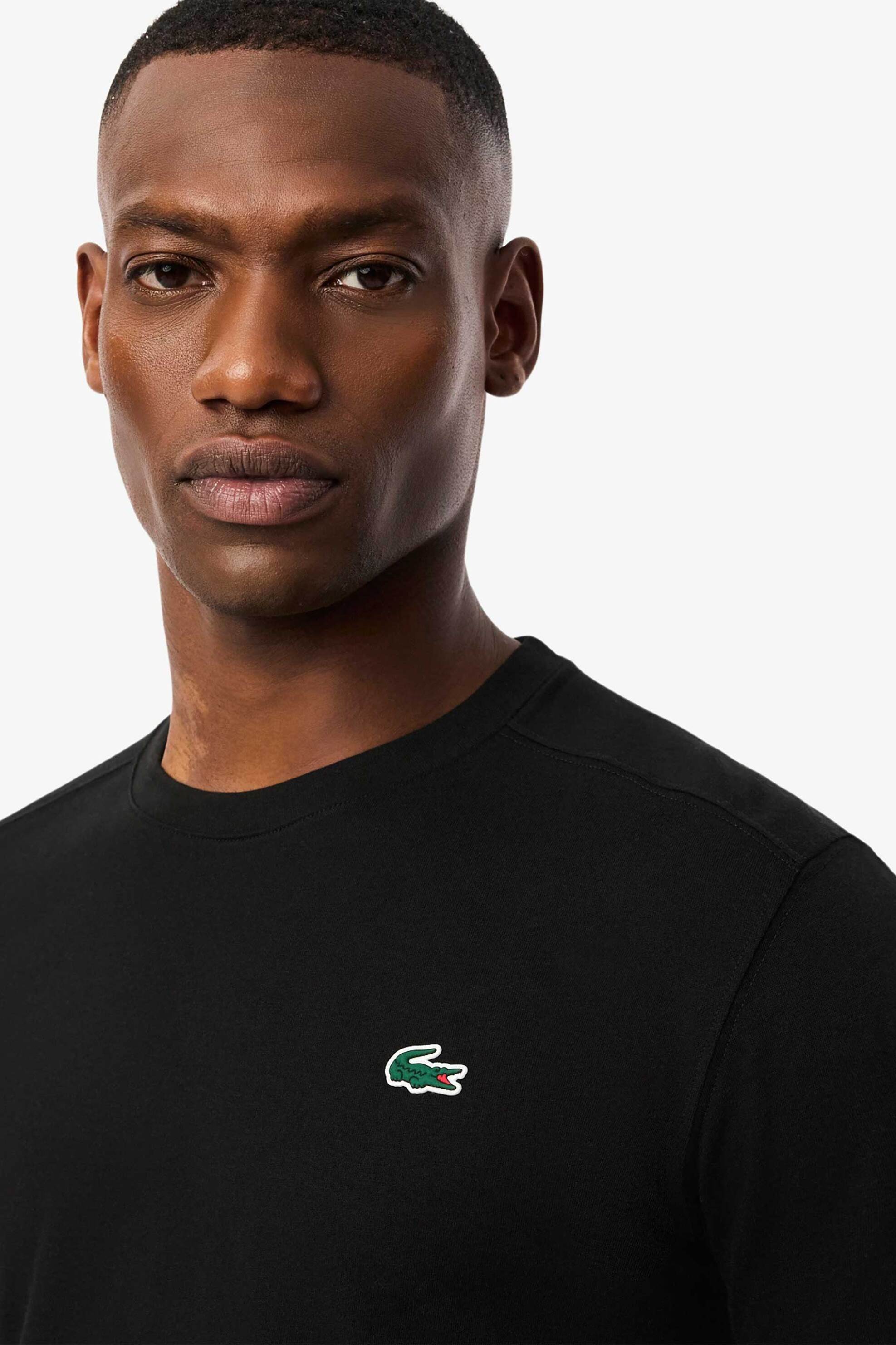 Lacoste ανδρικό T-shirt μονόχρωμο με κεντημένο λογότυπο Regular Fit - TH7618 Μαύρο φωτογραφία