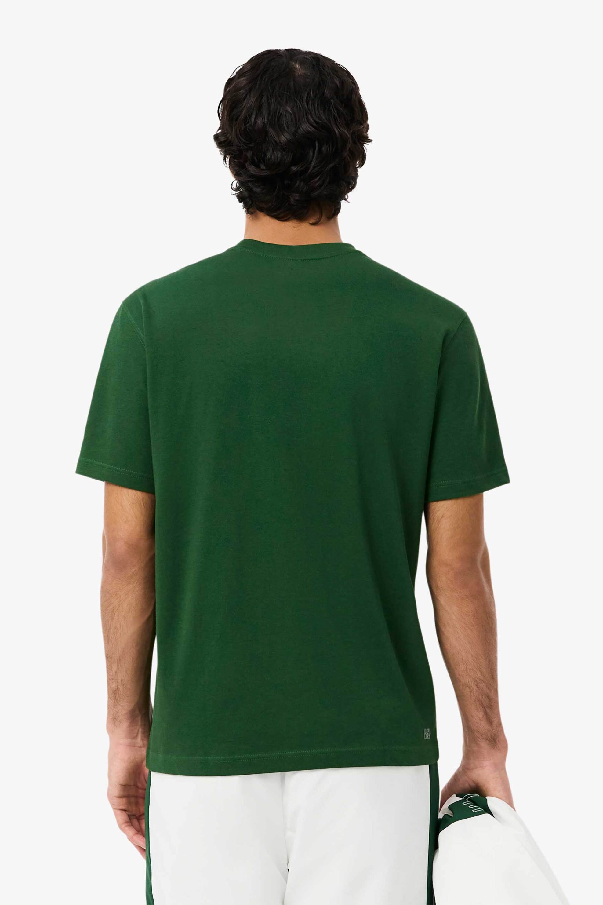 Lacoste Ανδρικό T-Shirt Μονόχρωμο με Κεντημένο Λογότυπο Regular Fit - Th7618 Πράσινο Σκούρο