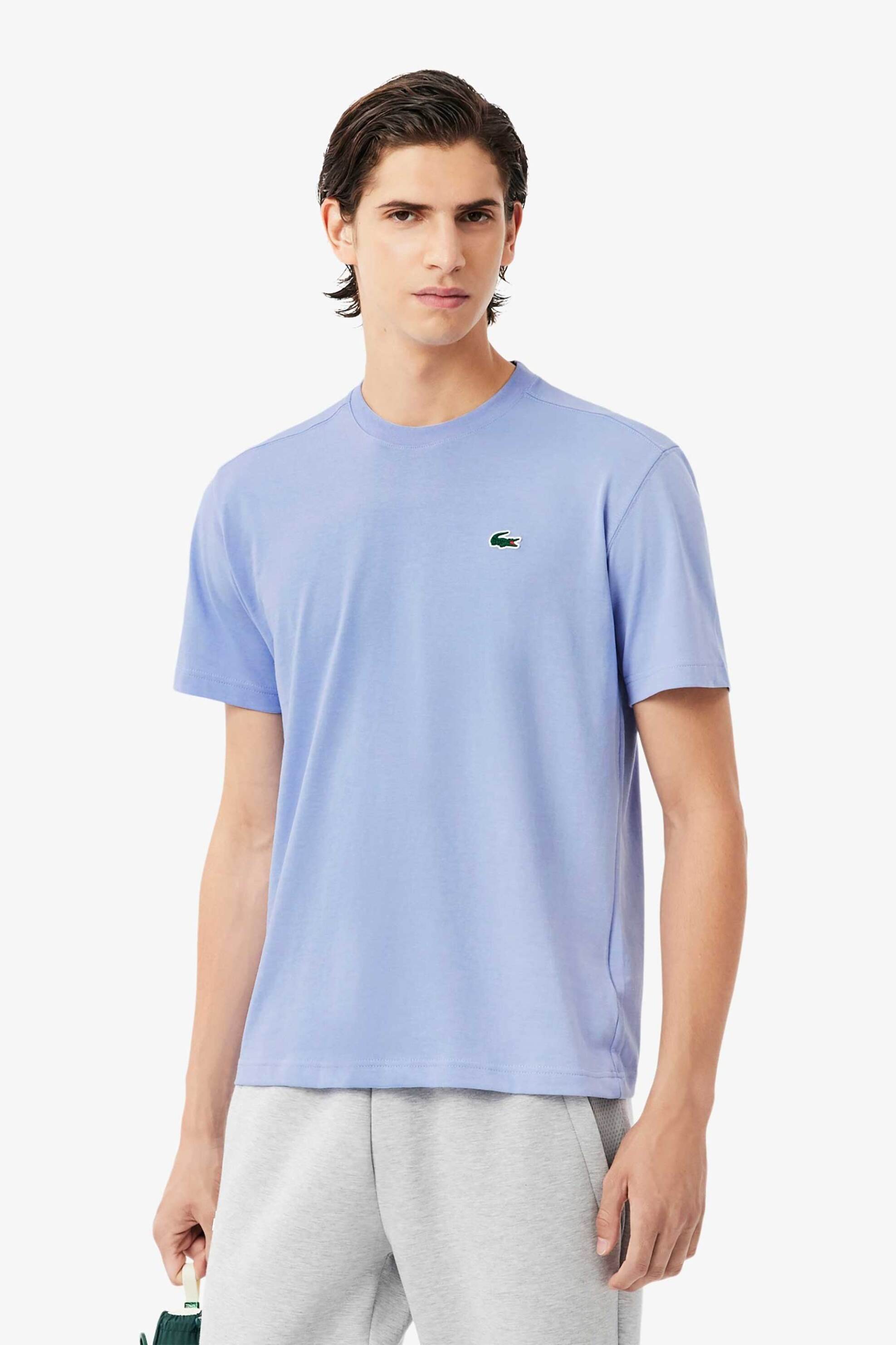 LACOSTE Lacoste ανδρικό T-shirt μονόχρωμο με κεντημένο λογότυπο Regular Fit - TH7618 Σιελ