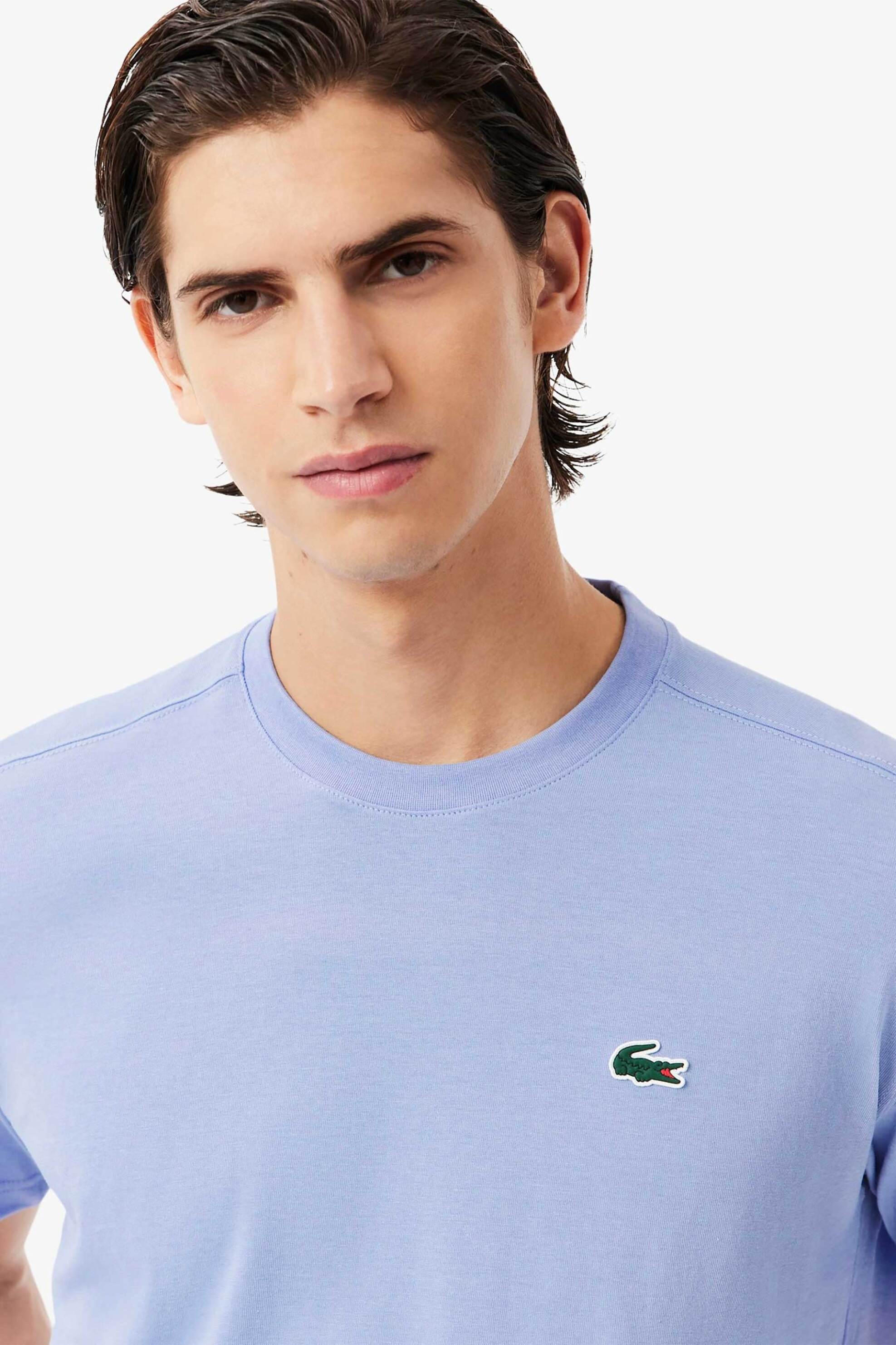 Lacoste ανδρικό T-shirt μονόχρωμο με κεντημένο λογότυπο Regular Fit - TH7618 Σιελ φωτογραφία