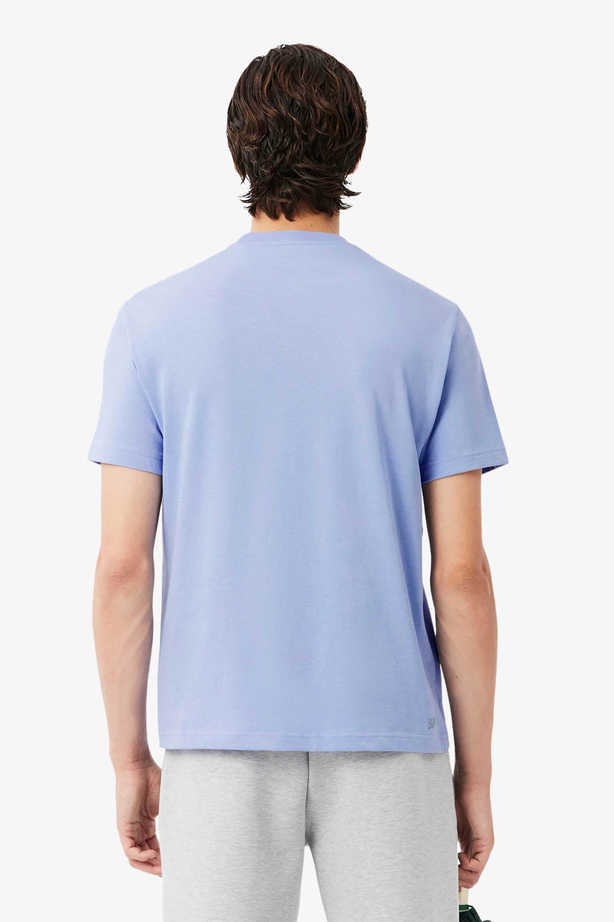 Lacoste ανδρικό T-shirt μονόχρωμο με κεντημένο λογότυπο Regular Fit - TH7618 Σιελ φωτογραφία