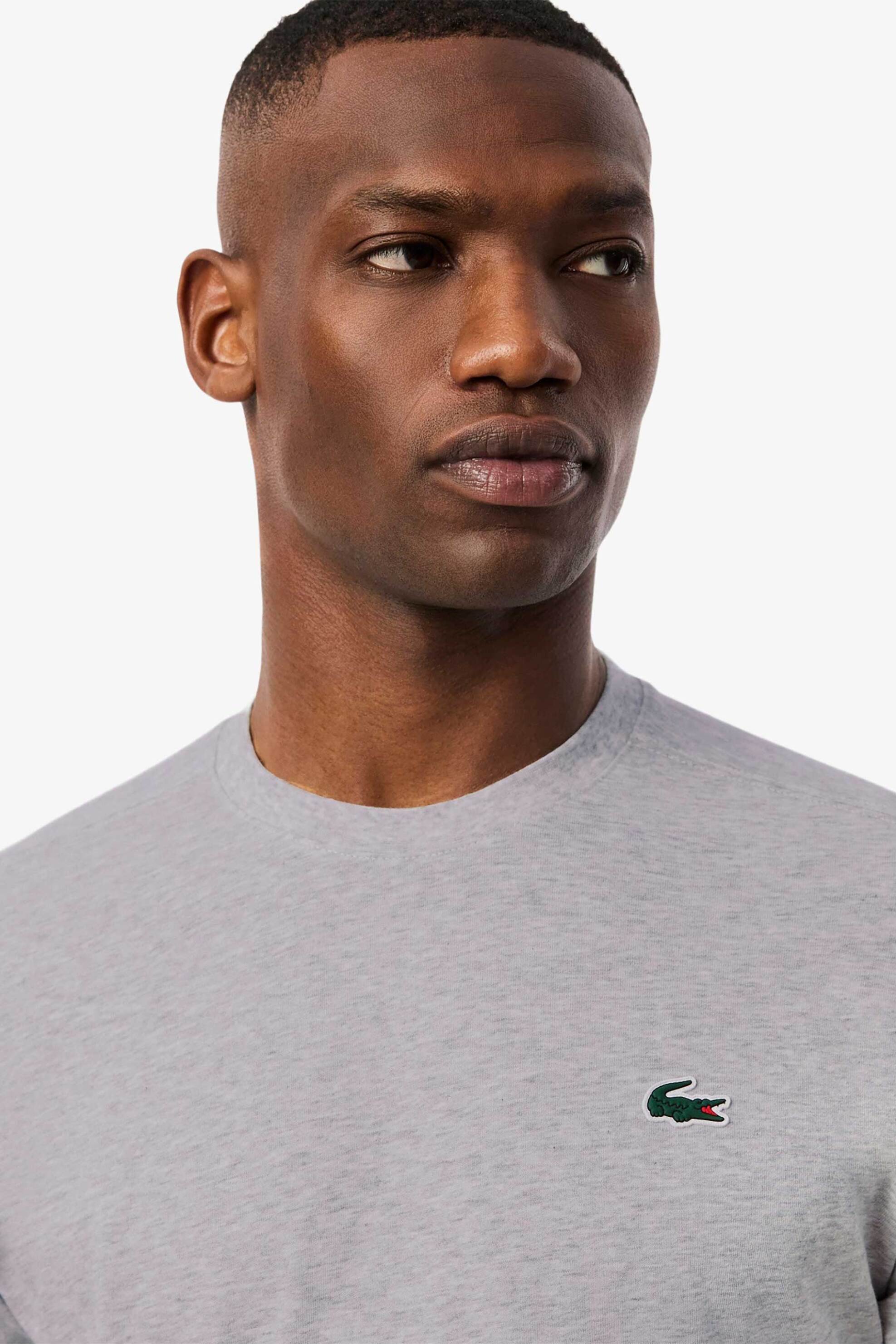 Lacoste ανδρικό T-shirt μονόχρωμο με κεντημένο λογότυπο Regular Fit - TH7618 Γκρι φωτογραφία