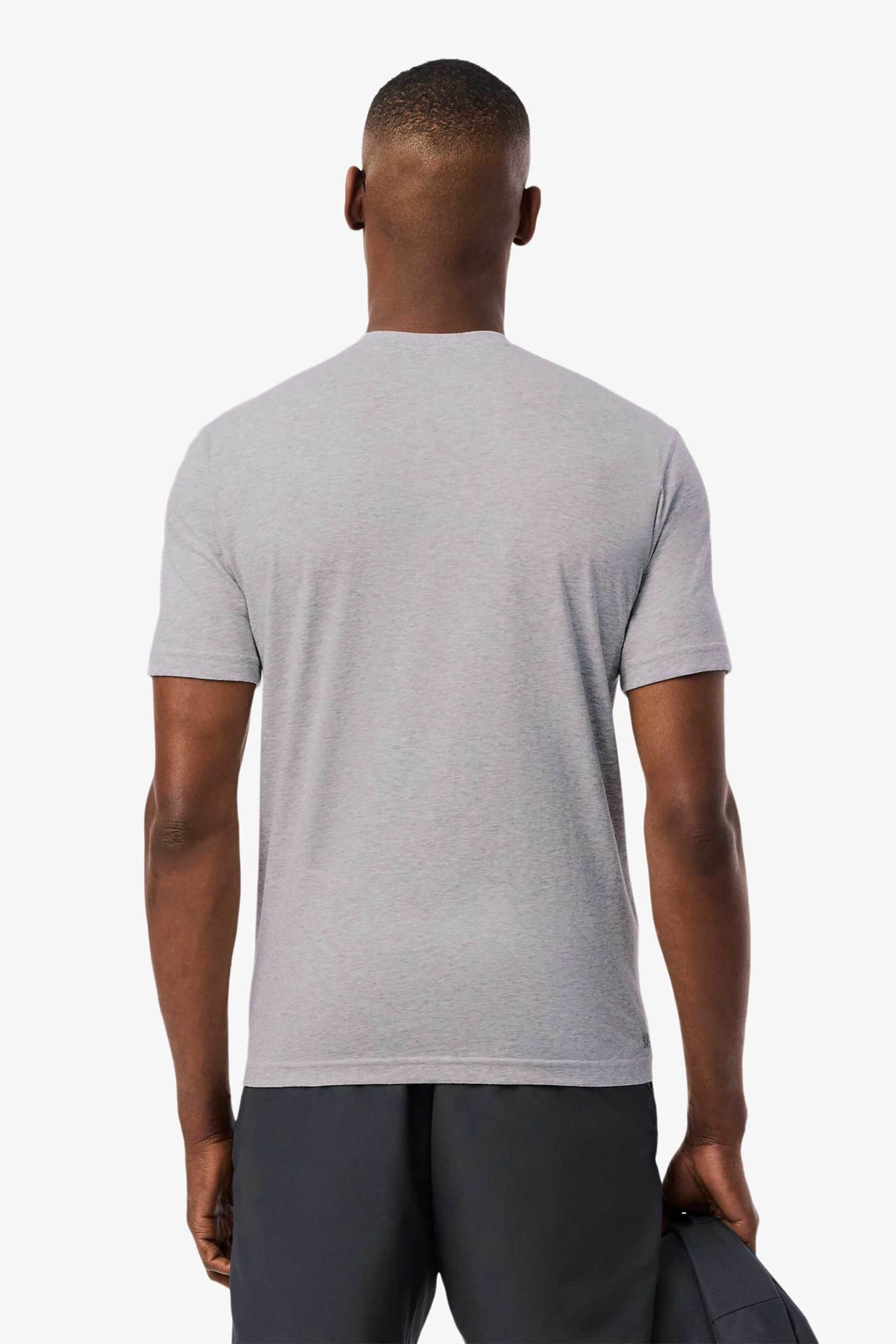 Lacoste ανδρικό T-shirt μονόχρωμο με κεντημένο λογότυπο Regular Fit - TH7618 Γκρι φωτογραφία