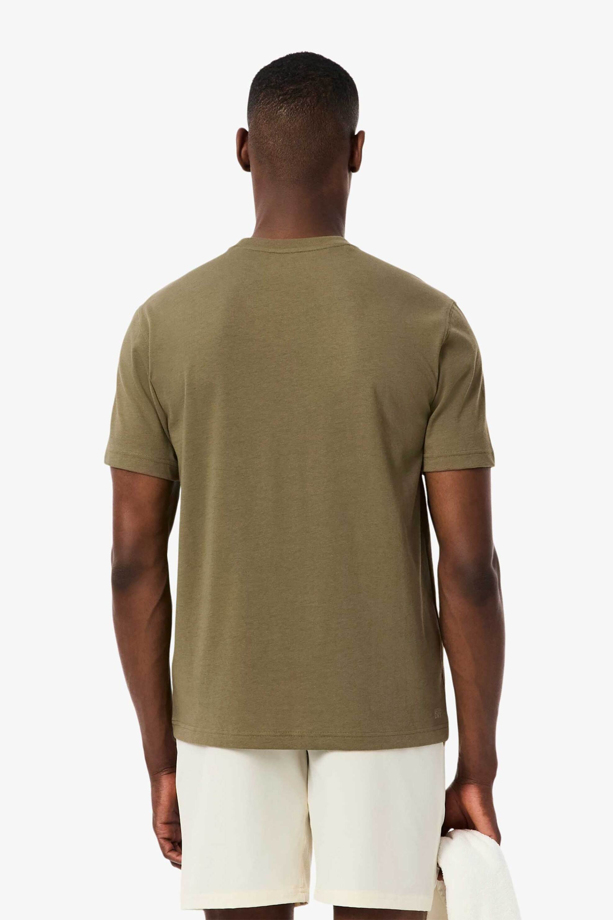 Lacoste Ανδρικό T-Shirt Μονόχρωμο με Κεντημένο Λογότυπο Regular Fit - Th7618 Λαδί