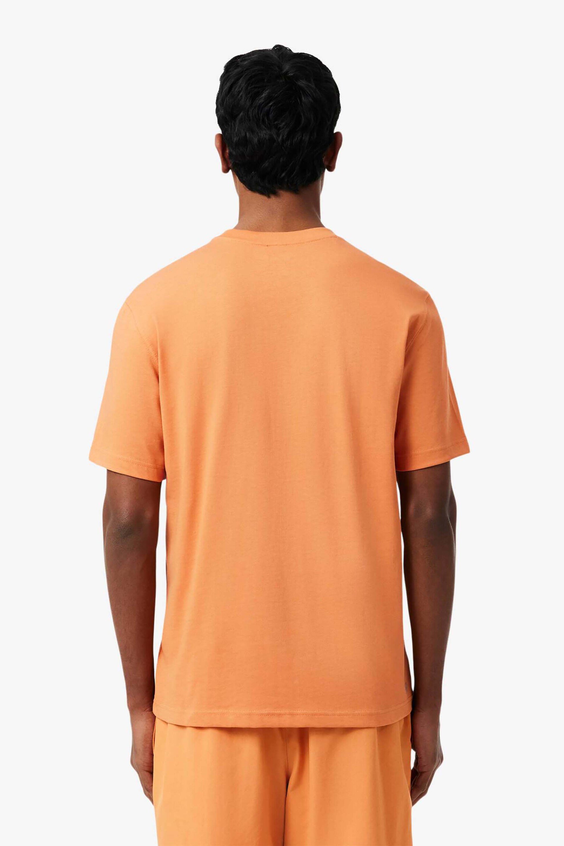 Lacoste Ανδρικό T-Shirt Μονόχρωμο με Κεντημένο Λογότυπο Regular Fit - Th7618 Πορτοκαλί