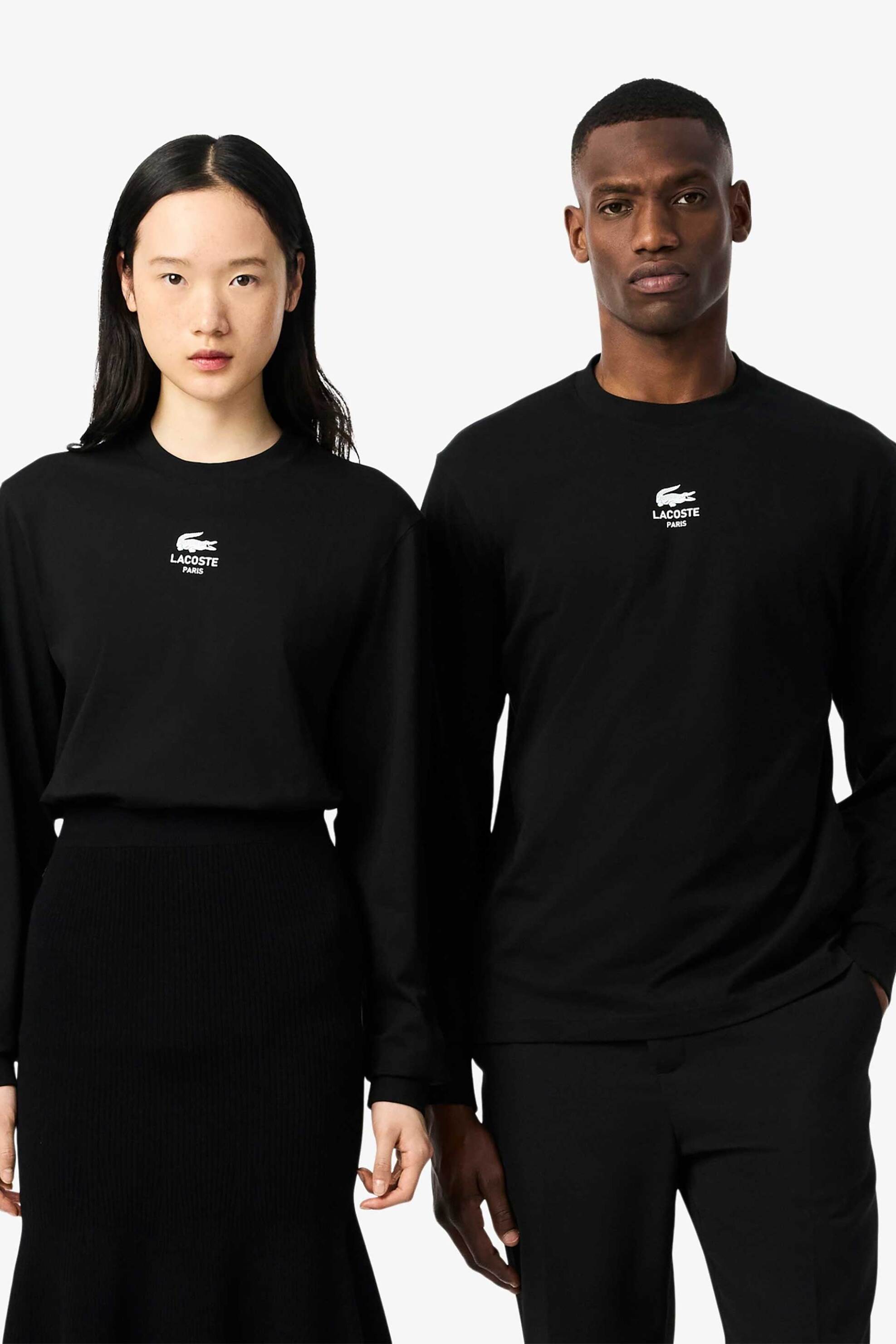 Lacoste unisex μπλούζα μακρυμάνικη με λογότυπο Classic Fit - TH8135-00 Μαύρο