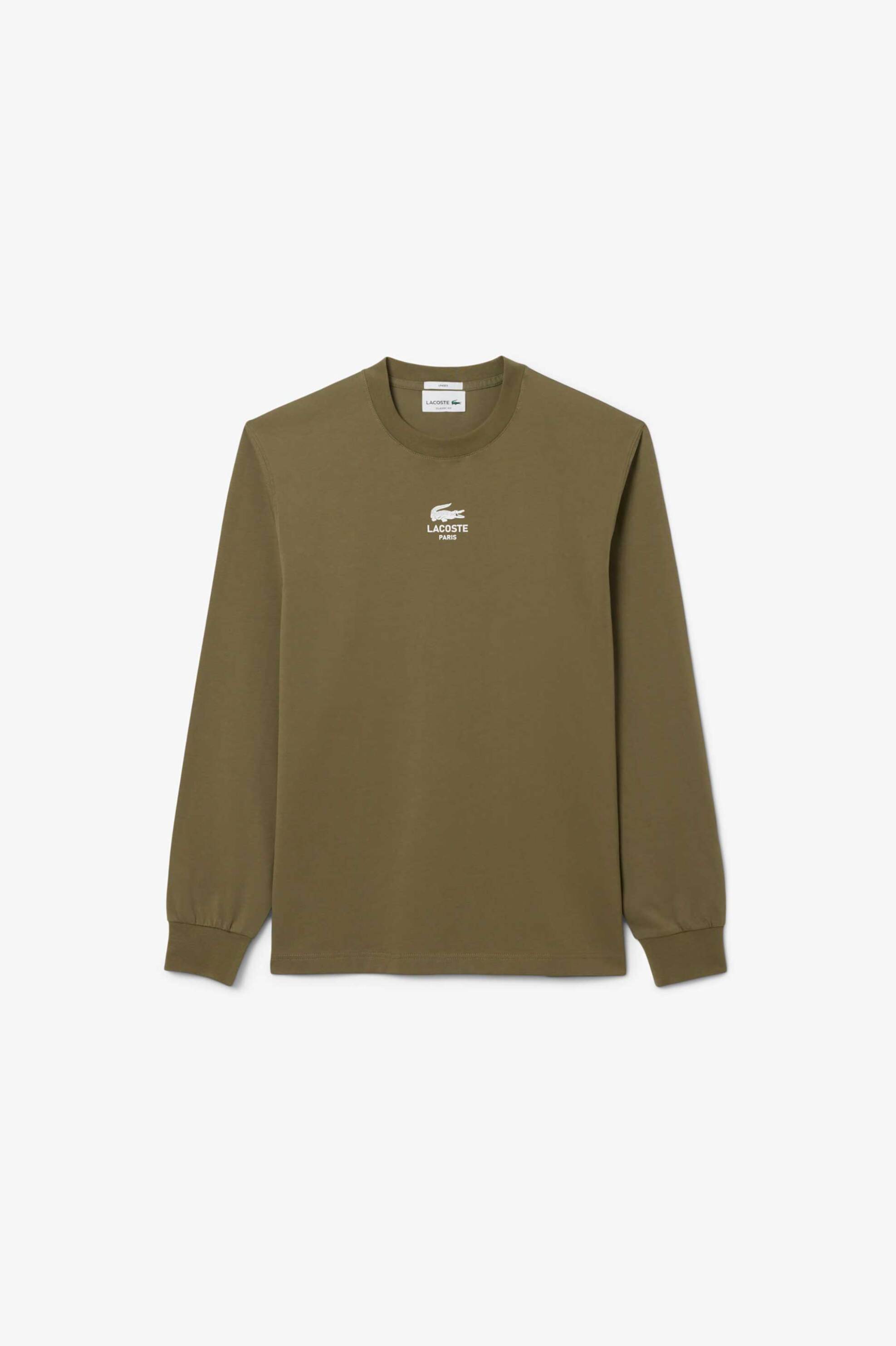 Lacoste unisex μπλούζα μακρυμάνικη με λογότυπο Classic Fit - TH8135-00 Λαδί