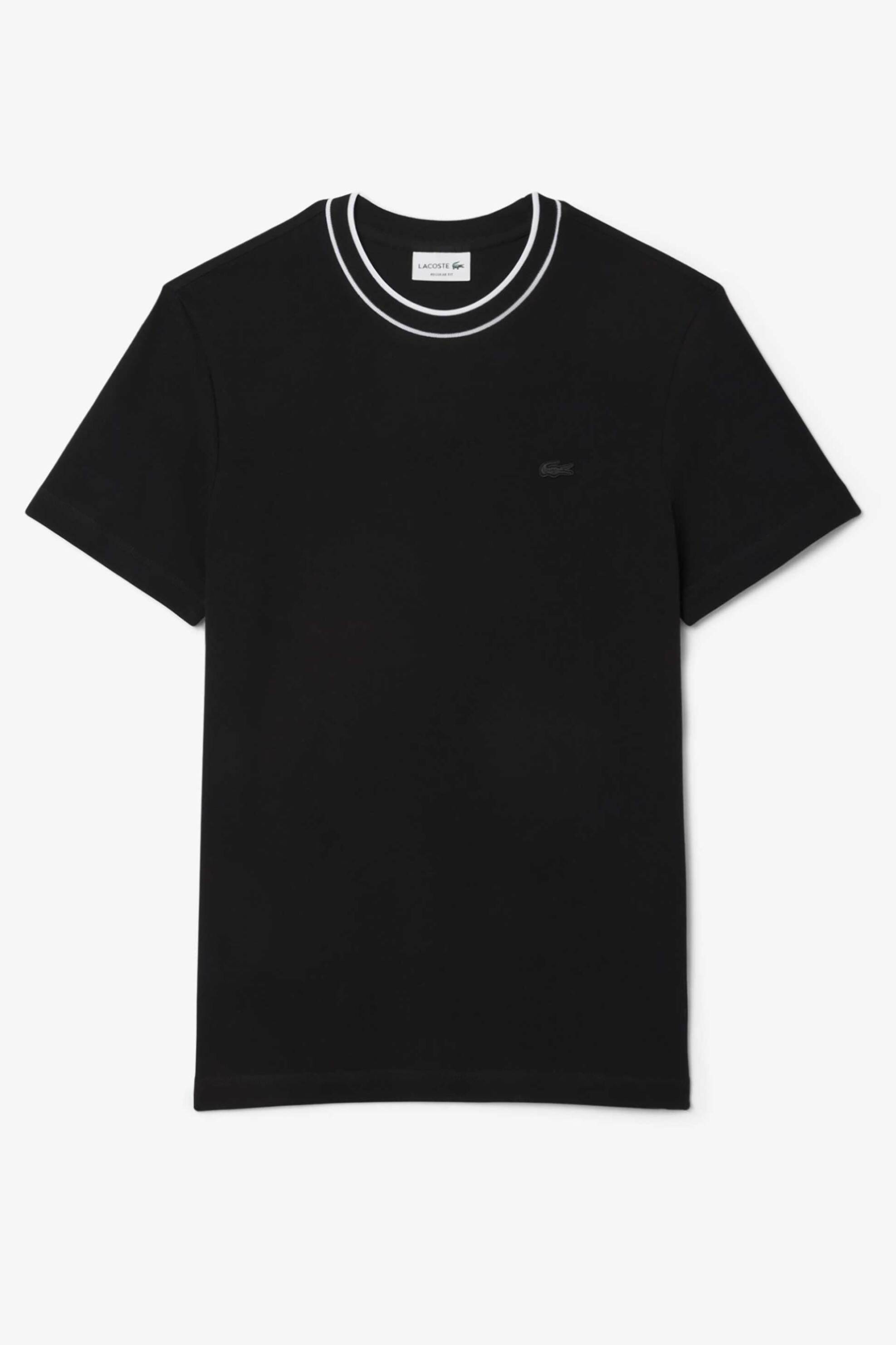 Lacoste Ανδρικό T-Shirt Πικέ με Κεντημένο Λογότυπο Regular Fit - Th8174 Μαύρο
