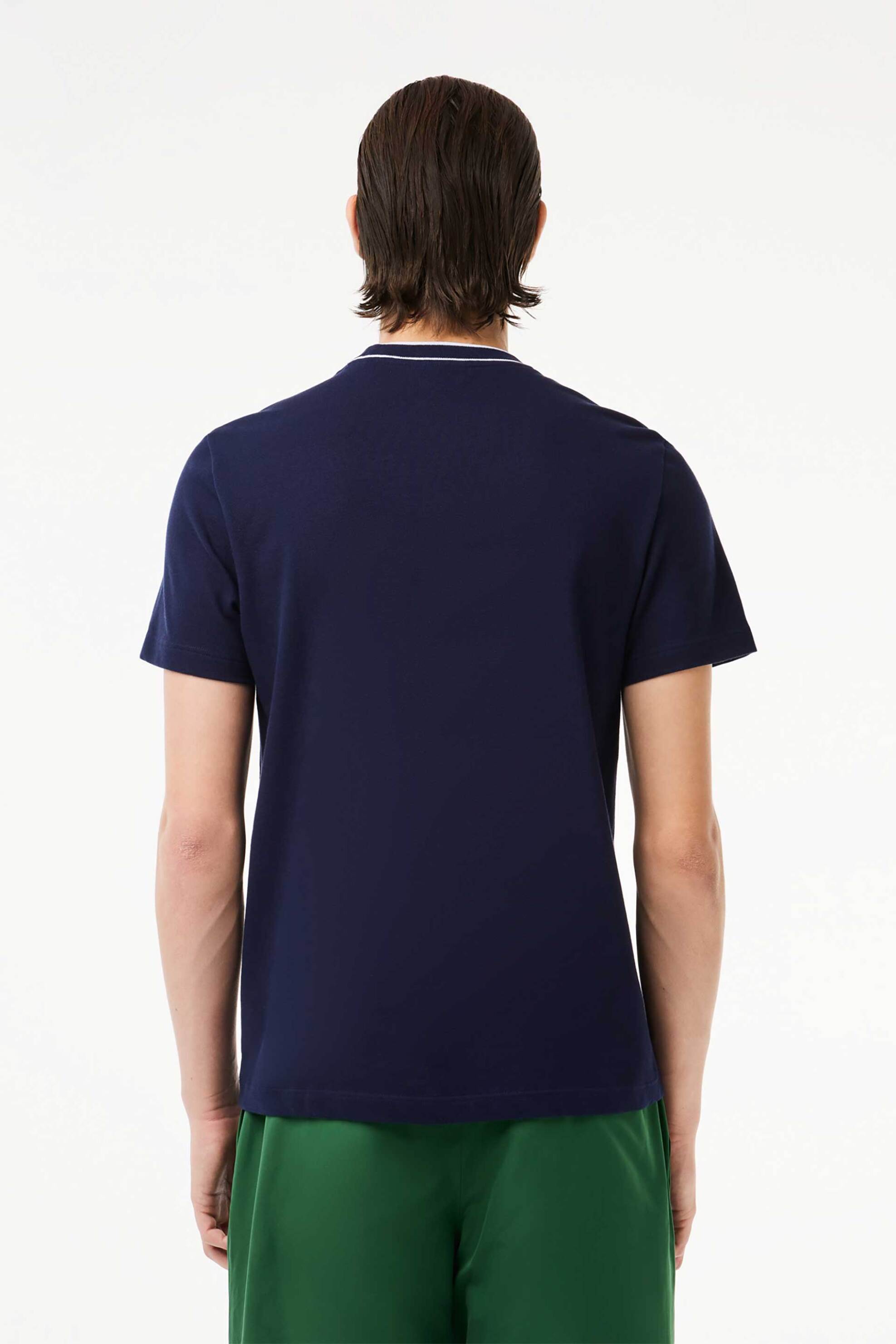 Lacoste Ανδρικό T-Shirt Πικέ με Κεντημένο Λογότυπο Regular Fit - Th8174 Μπλε Σκούρο