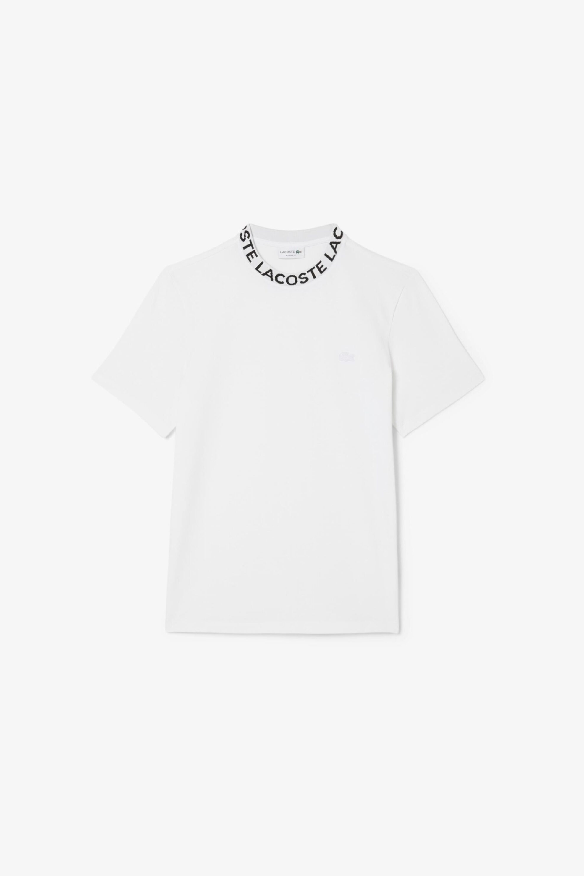 Lacoste ανδρικό T-shirt πικέ με logo tape στο γιακά Regular Fit - TH9582-00 Λευκό