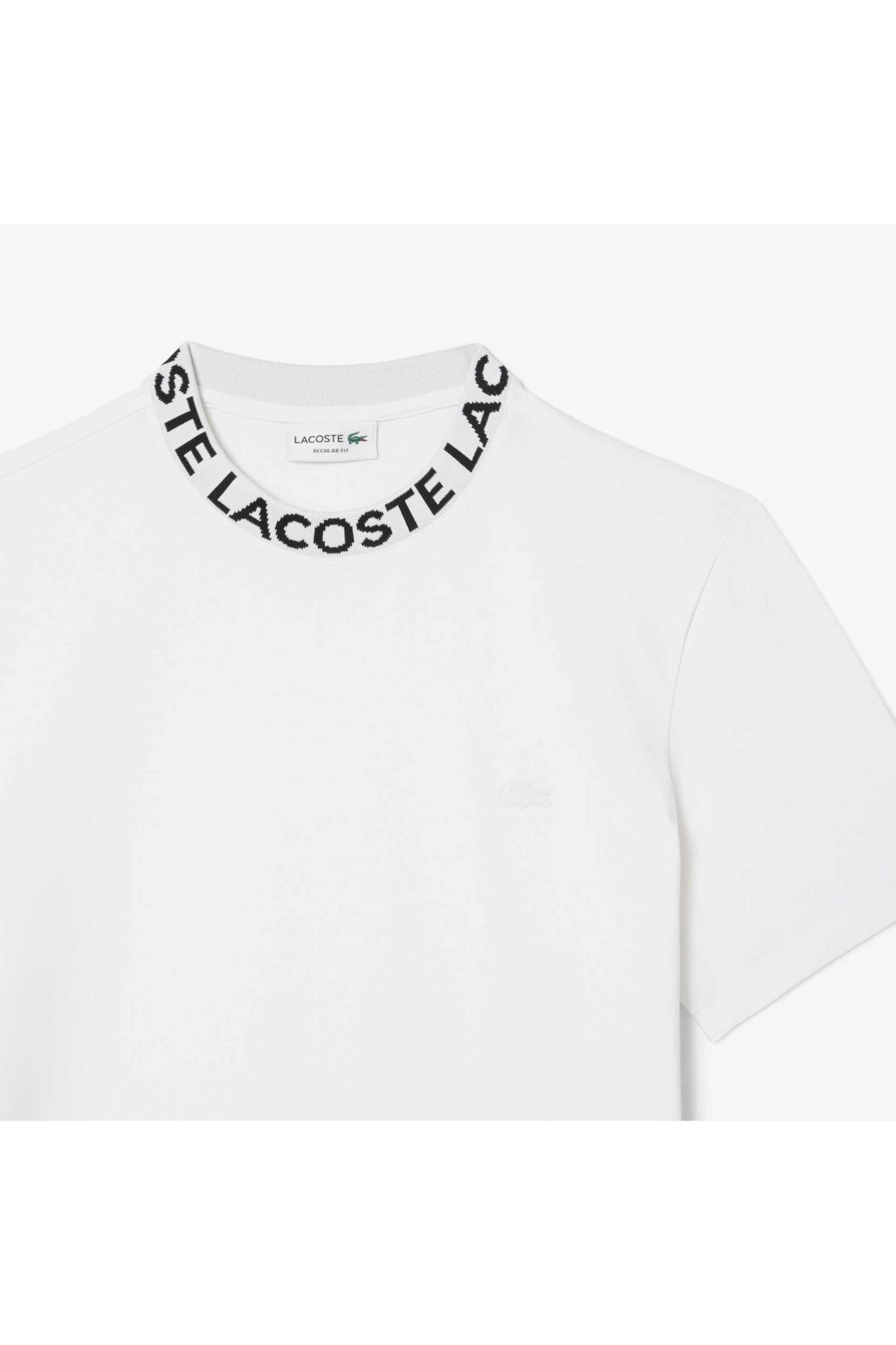 Lacoste ανδρικό T-shirt πικέ με logo tape στο γιακά Regular Fit - TH9582-00 Λευκό φωτογραφία