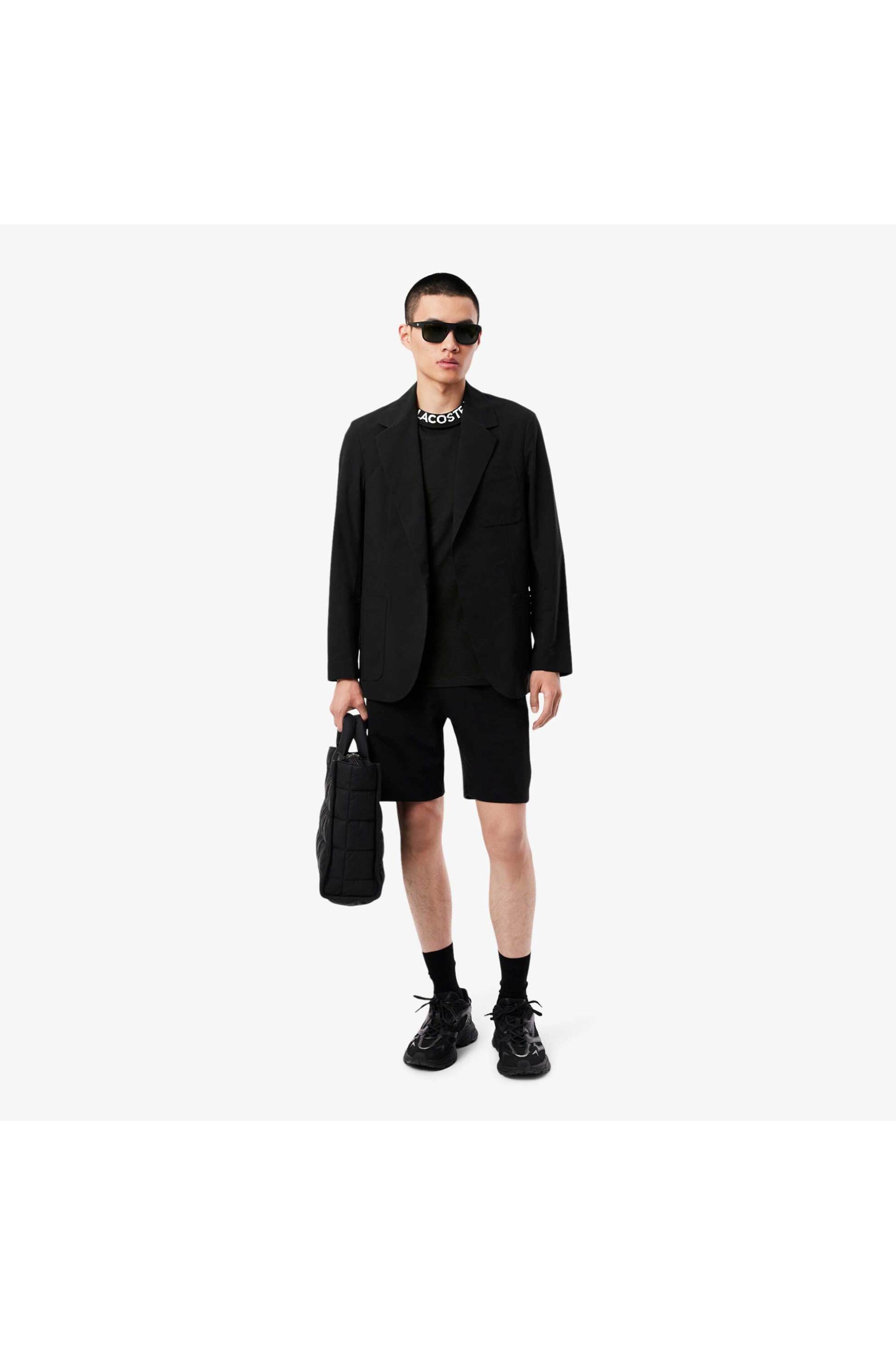 Lacoste ανδρικό T-shirt πικέ με logo tape στο γιακά Regular Fit - TH9582-00 Μαύρο φωτογραφία