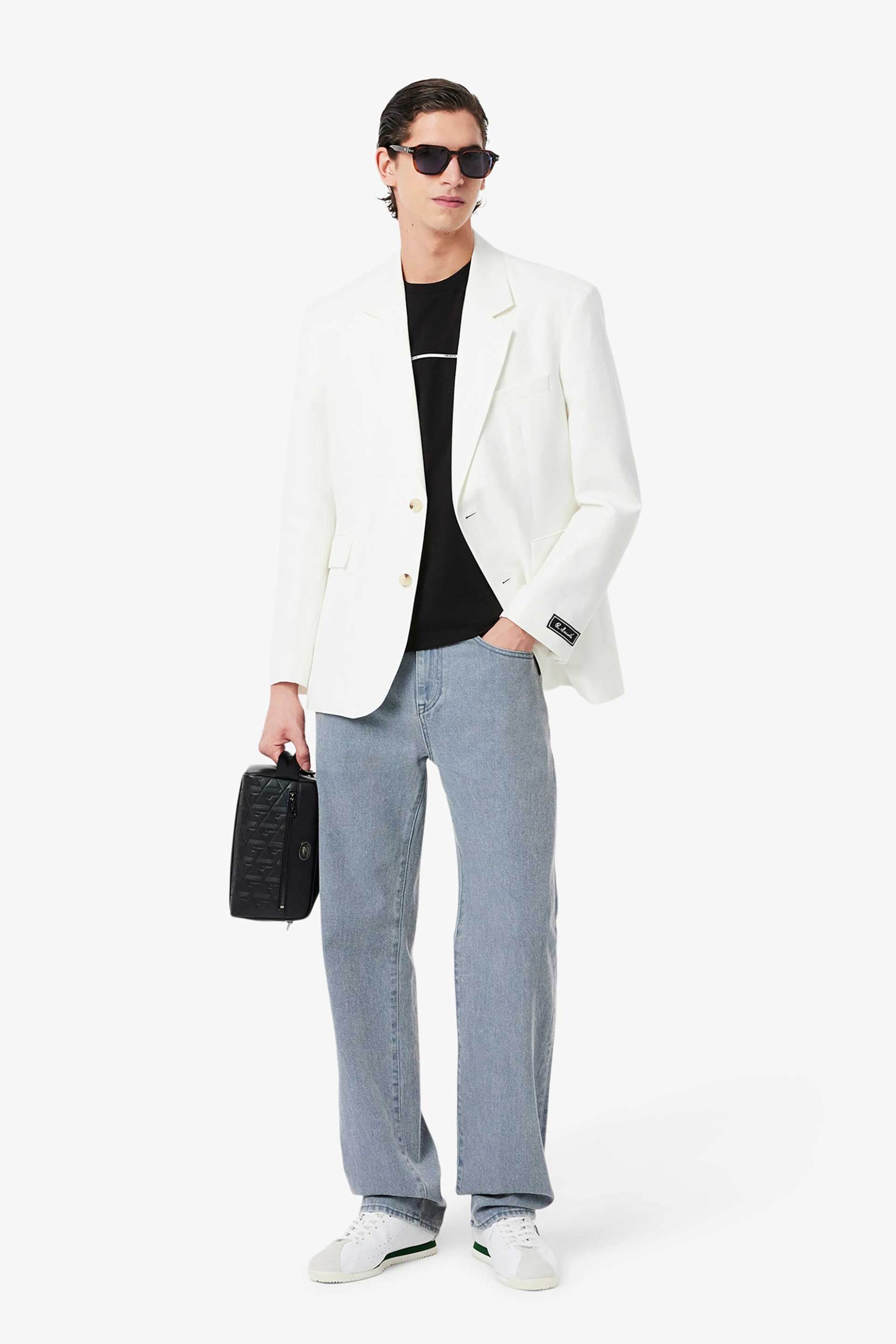 Lacoste ανδρικό T-shirt με contrast ρίγα και κεντημένο λογότυπο Regular Fit - TH9842-00 Μαύρο φωτογραφία