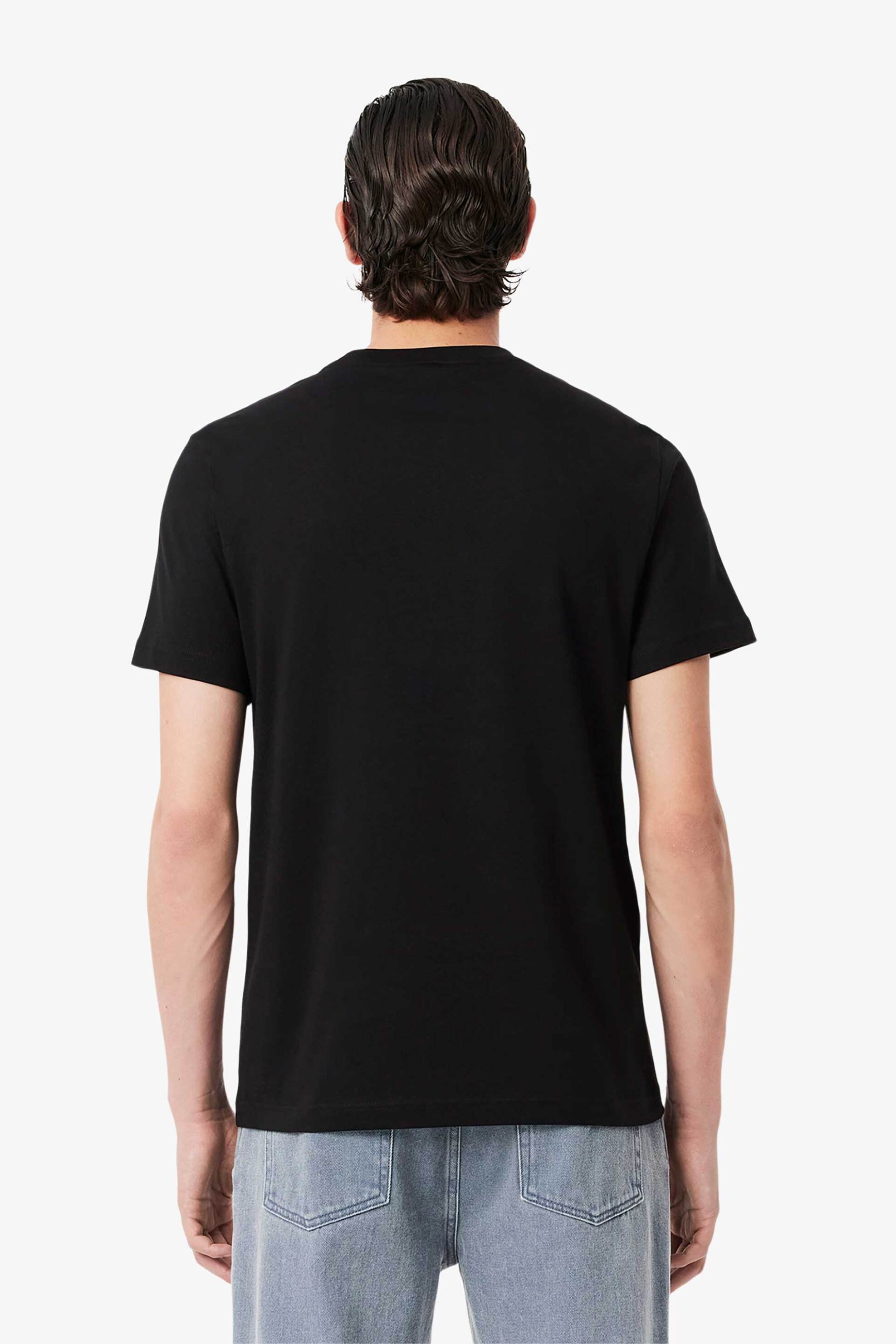 Lacoste ανδρικό T-shirt με contrast ρίγα και κεντημένο λογότυπο Regular Fit - TH9842-00 Μαύρο φωτογραφία