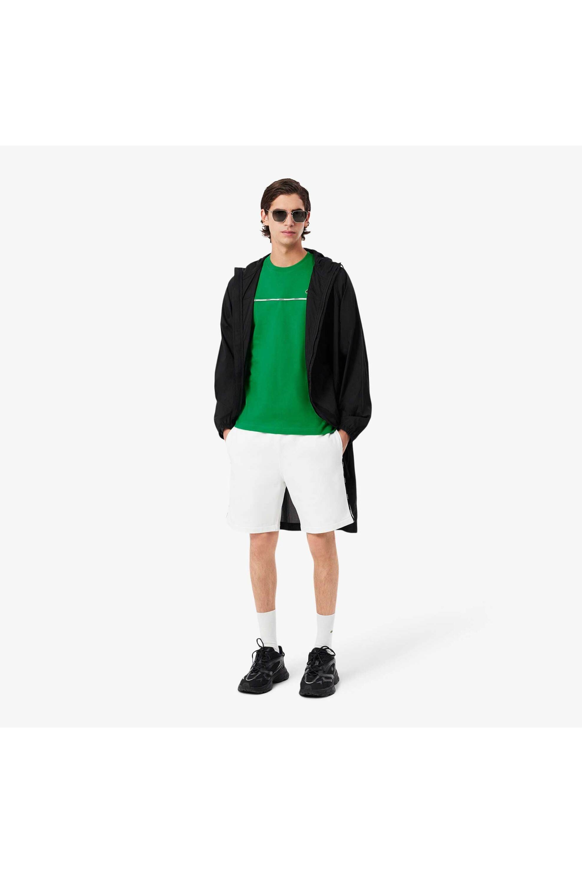 Lacoste ανδρικό T-shirt με contrast ρίγα και κεντημένο λογότυπο Regular Fit - TH9842-00 Πράσινο φωτογραφία