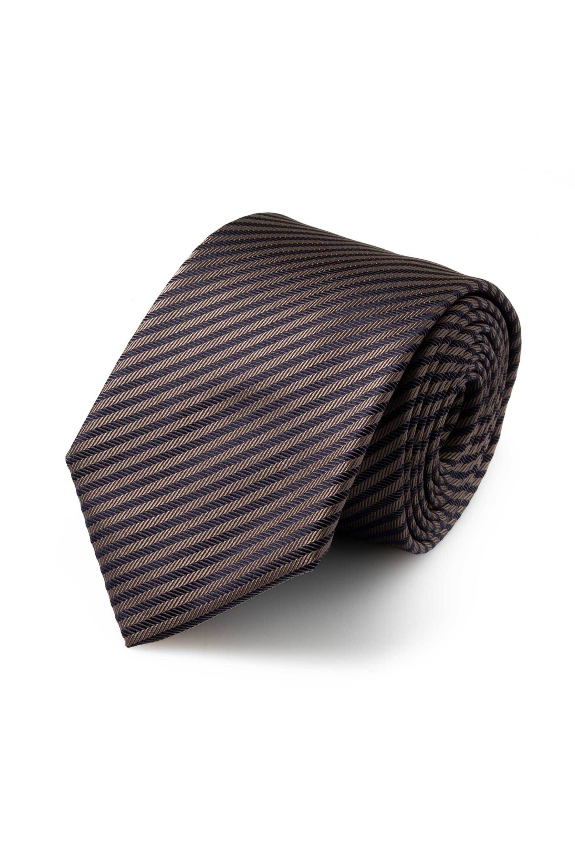 The Bostonians ανδρική μεταξωτή γραβάτα με ριγέ σχέδιο "Acorn" - TIE26622 Καφέ