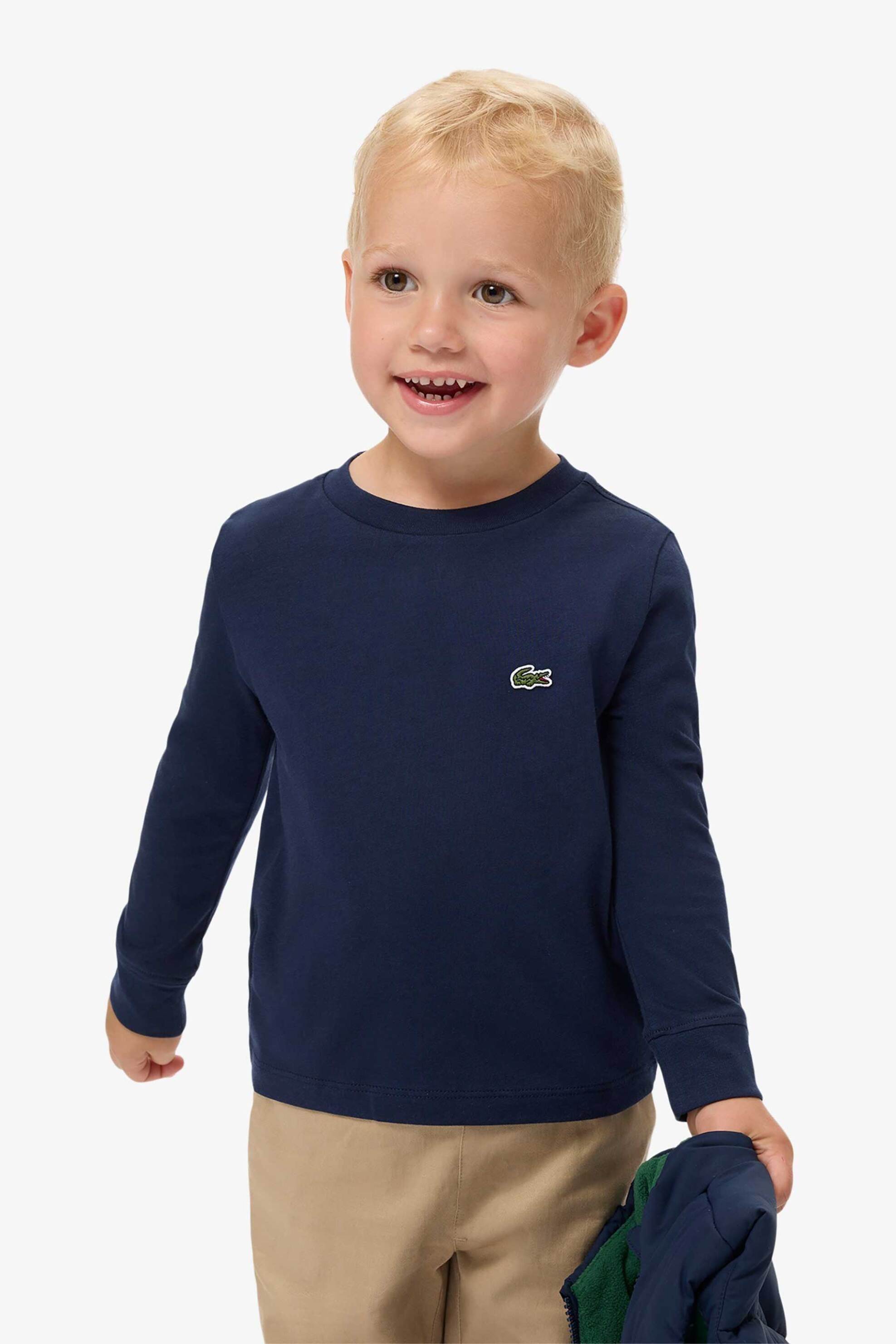 Lacoste βρεφική μακρυμάνικη μπλούζα με κεντημένο λογότυπο - TJ0805 Μπλε Σκούρο