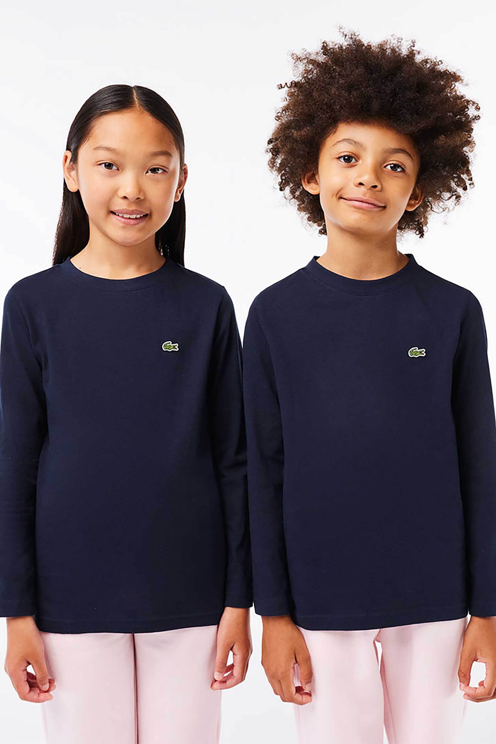 LACOSTE Lacoste παιδική μπλούζα βαμβακερή μονόχρωμη με logo - TJ1123 Μπλε Σκούρο