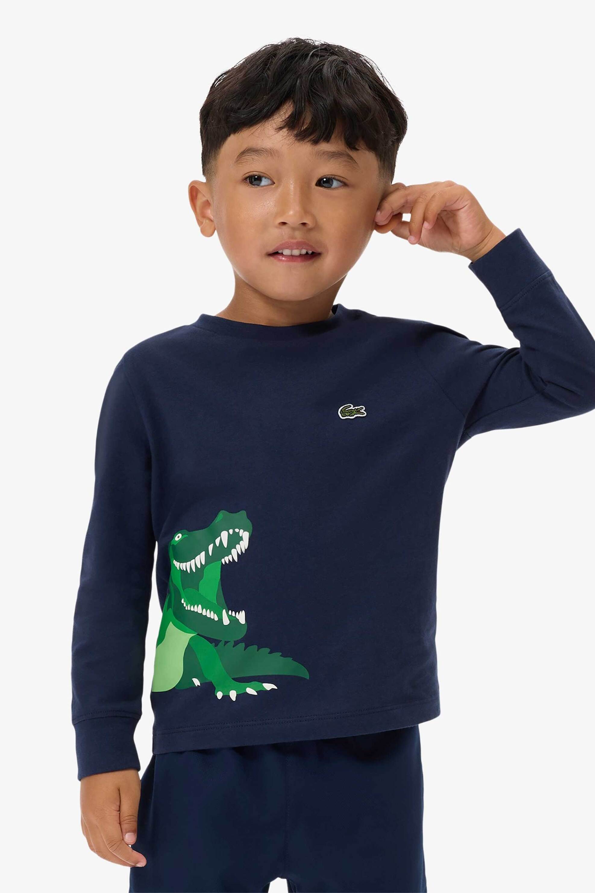 LACOSTE Lacoste παιδική μακρυμάνικη μπλούζα με graphic logo - TJ1149 Μπλε Σκούρο