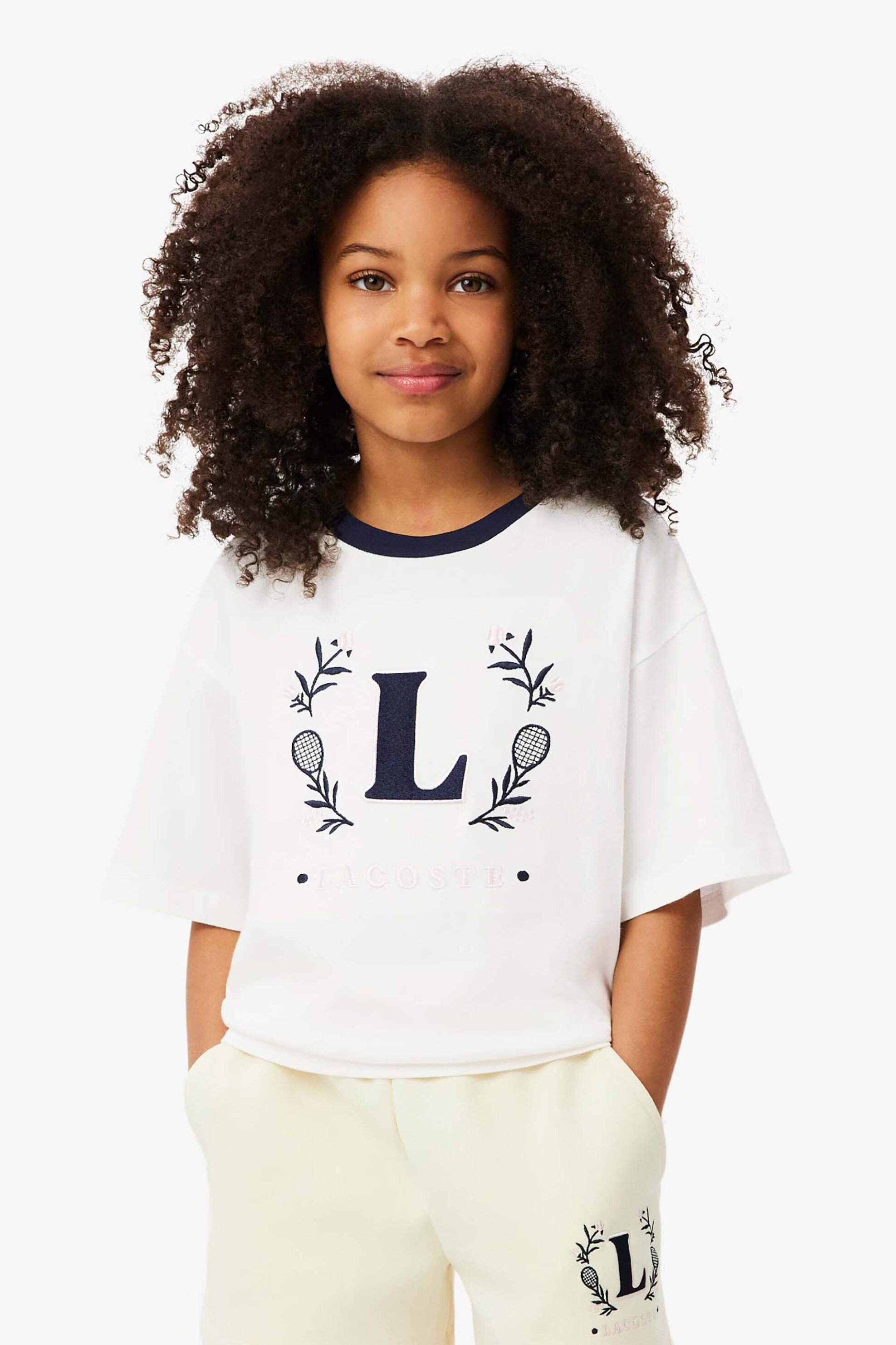 Lacoste παιδικό T-shirt με graphic logo Oversized Fit - TJ6624 Λευκό