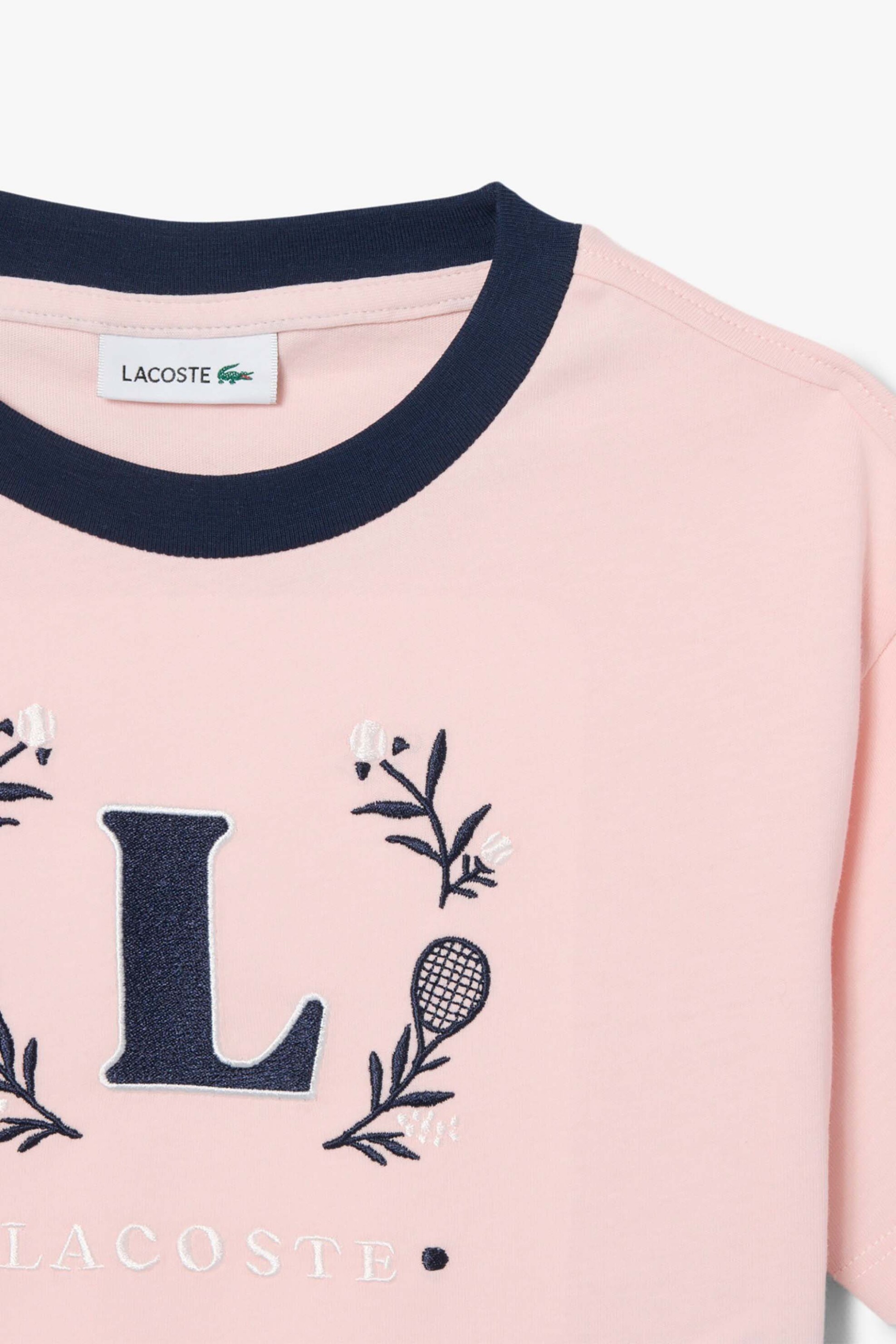Lacoste Παιδικό T-Shirt με Graphic Logo Oversized Fit - Tj6645 Ροζ Ανοιχτό