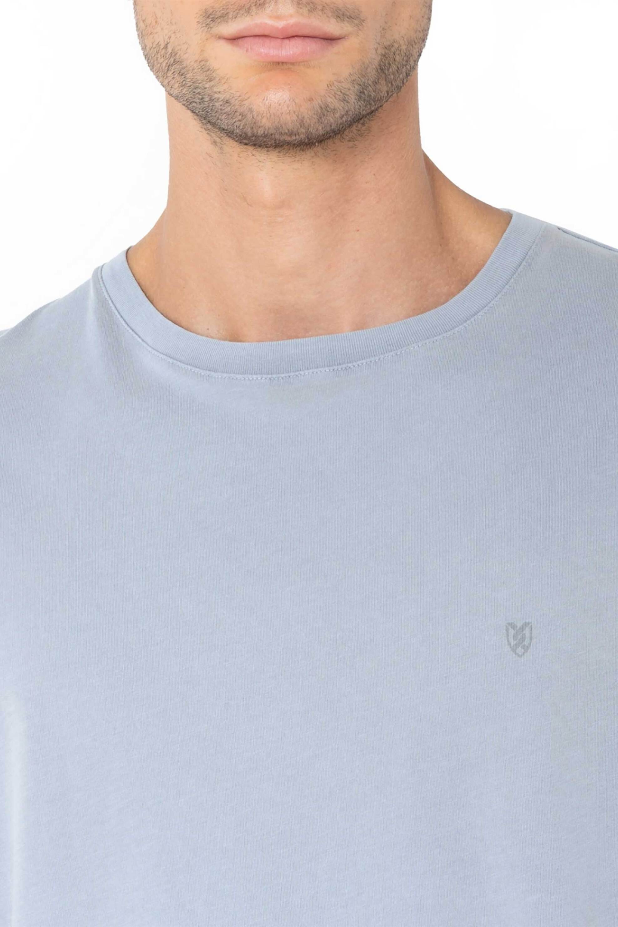 The Bostonians ανδρικό T-shirt μονόχρωμο με κεντημένο λογότυπο Regular Fit - TS1250 Γκρι φωτογραφία