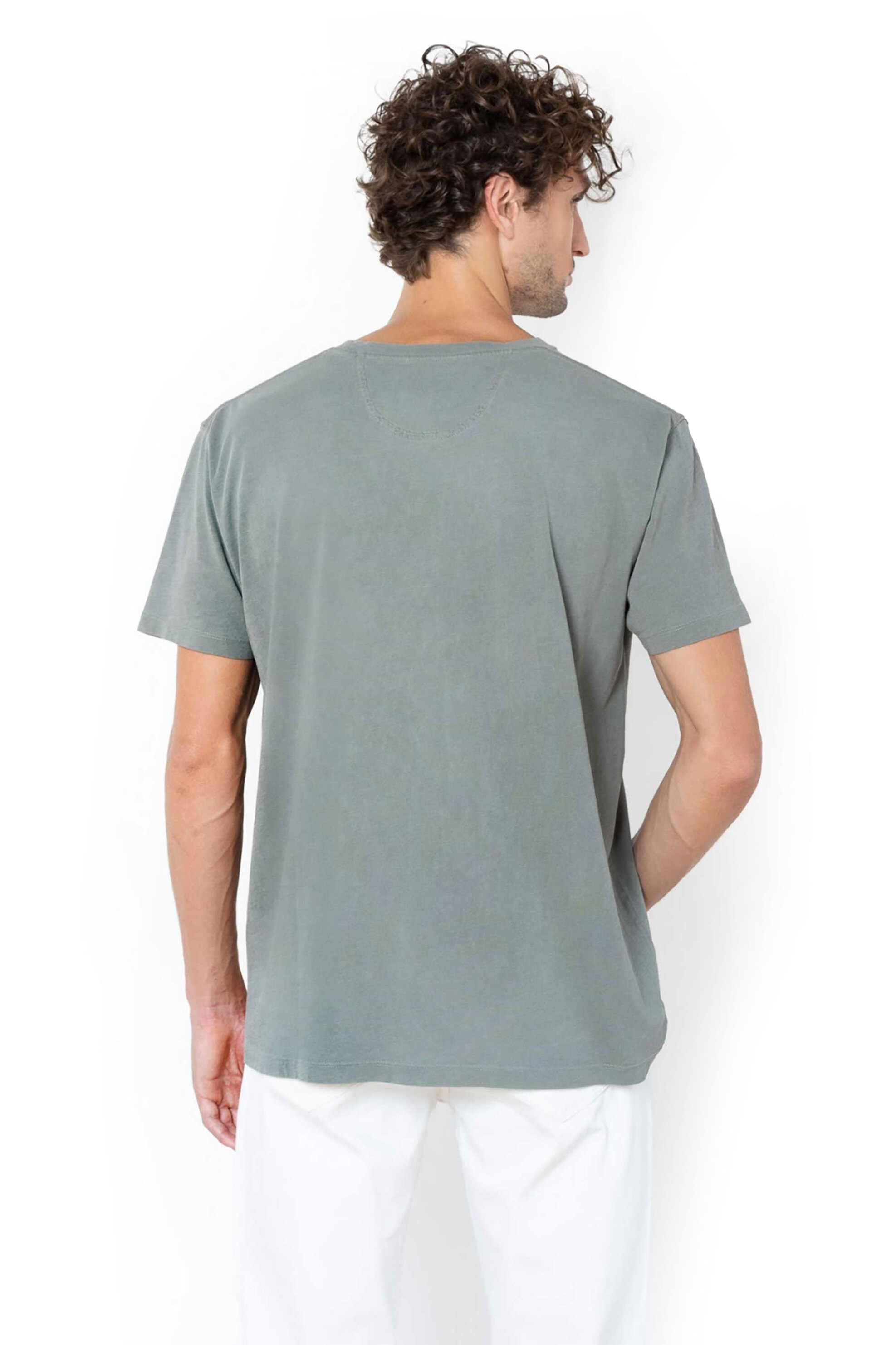 The Bostonians Ανδρικό T-Shirt Μονόχρωμο με Κεντημένο Λογότυπο Regular Fit - Ts1250 Πράσινο Μέντας