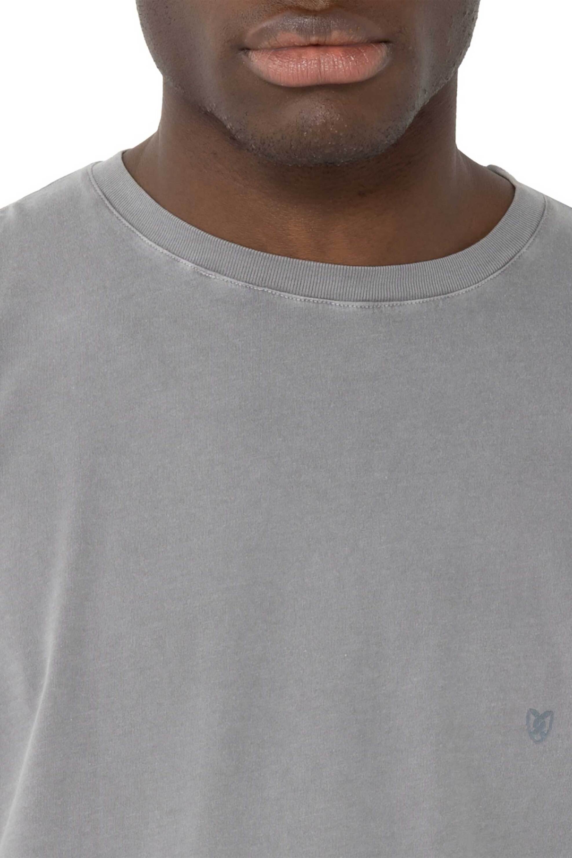 The Bostonians ανδρικό T-shirt μονόχρωμο με κεντημένο λογότυπο Regular Fit - TS1250 Γκρι Σκούρο φωτογραφία