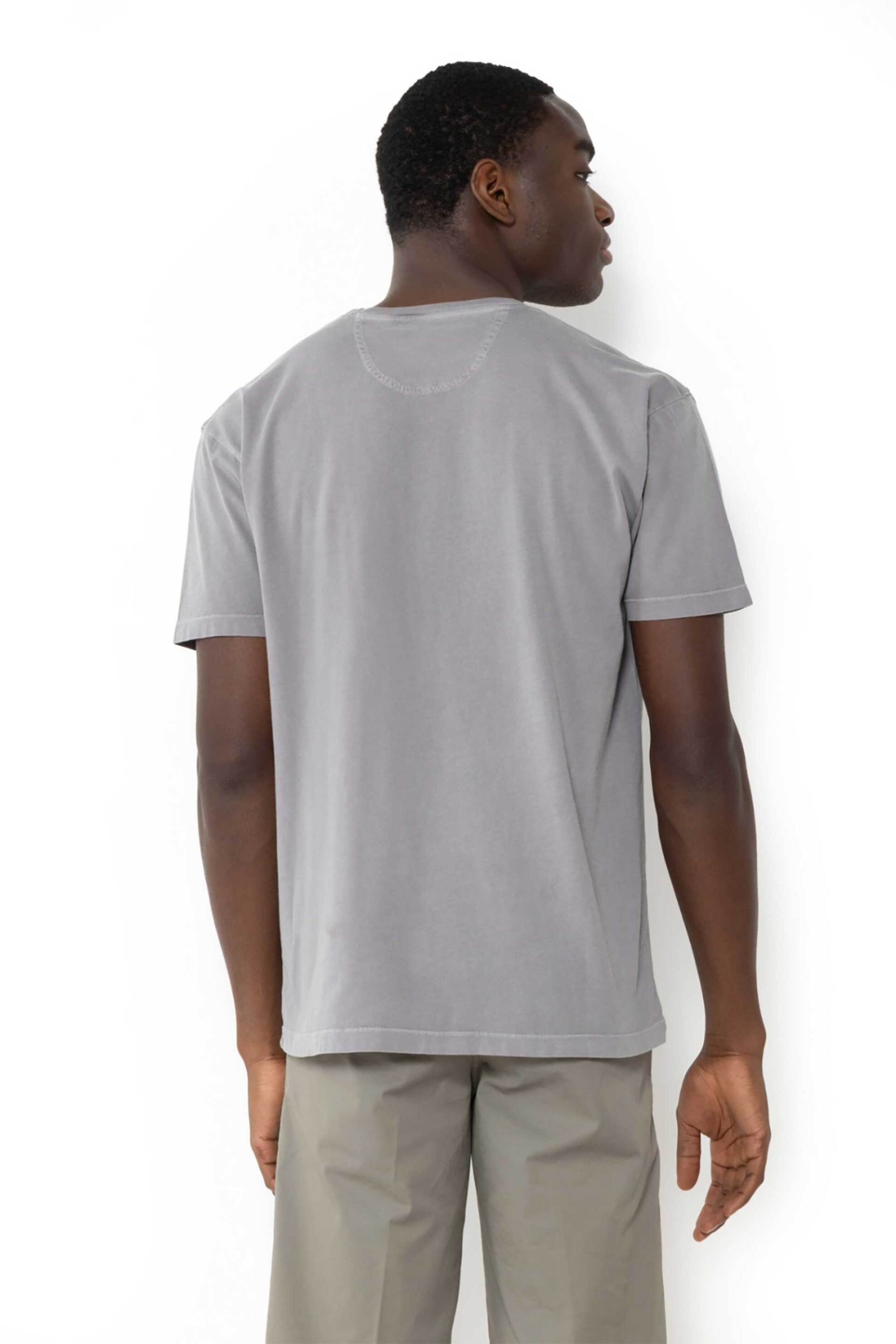 The Bostonians ανδρικό T-shirt μονόχρωμο με κεντημένο λογότυπο Regular Fit - TS1250 Γκρι Σκούρο φωτογραφία