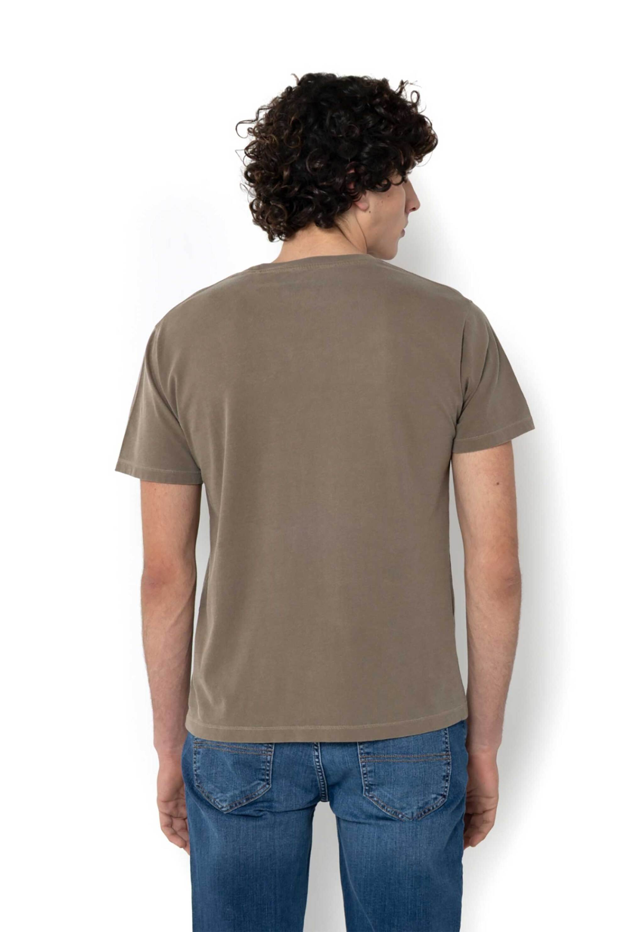 The Bostonians Ανδρικό T-Shirt Μονόχρωμο με Κεντημένο Λογότυπο Regular Fit - Ts1250 Καφέ