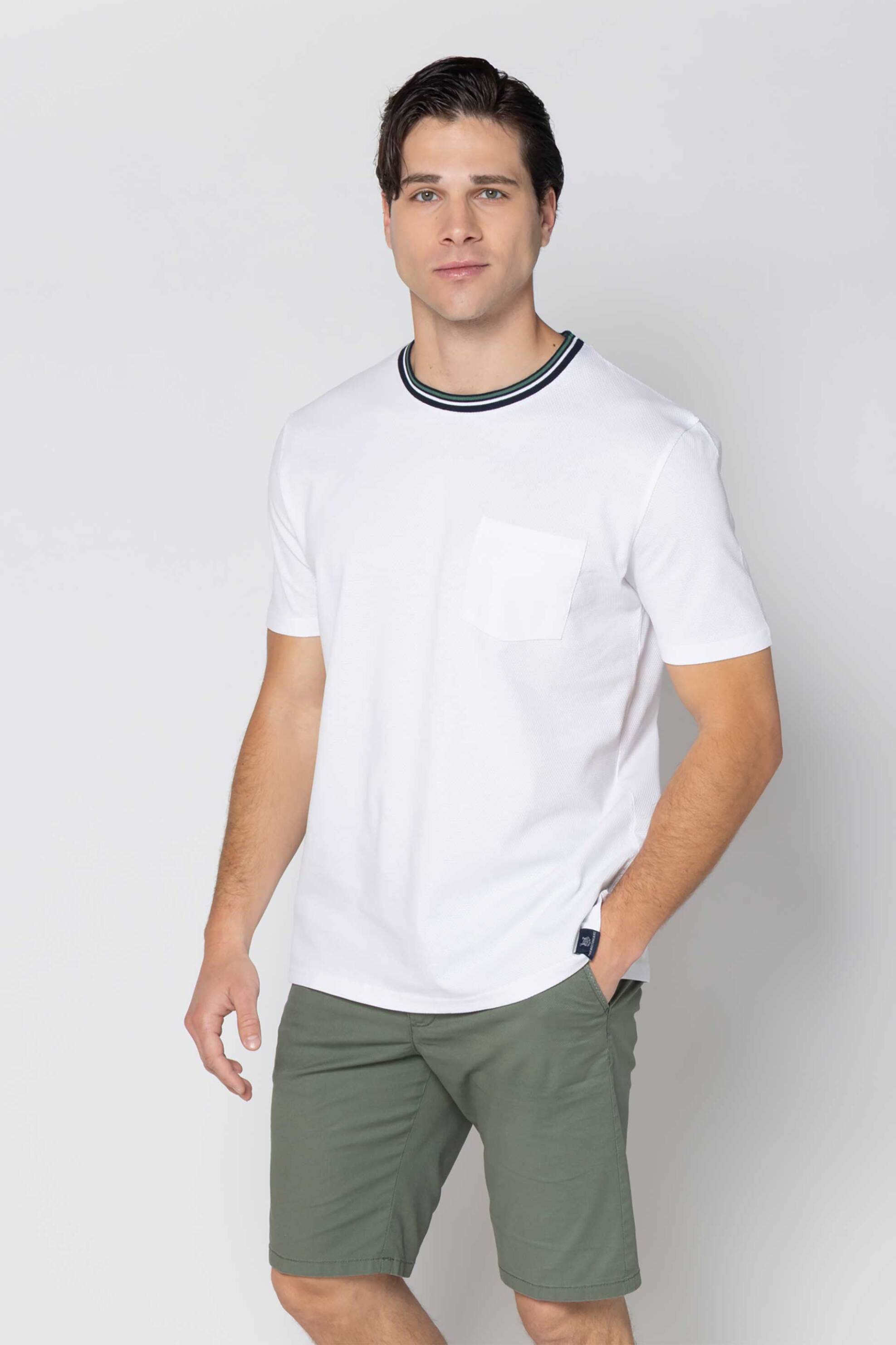 The Bostonians ανδρικό T-shirt πικέ με waffle pattern Regular Fit - TS1306 Λευκό