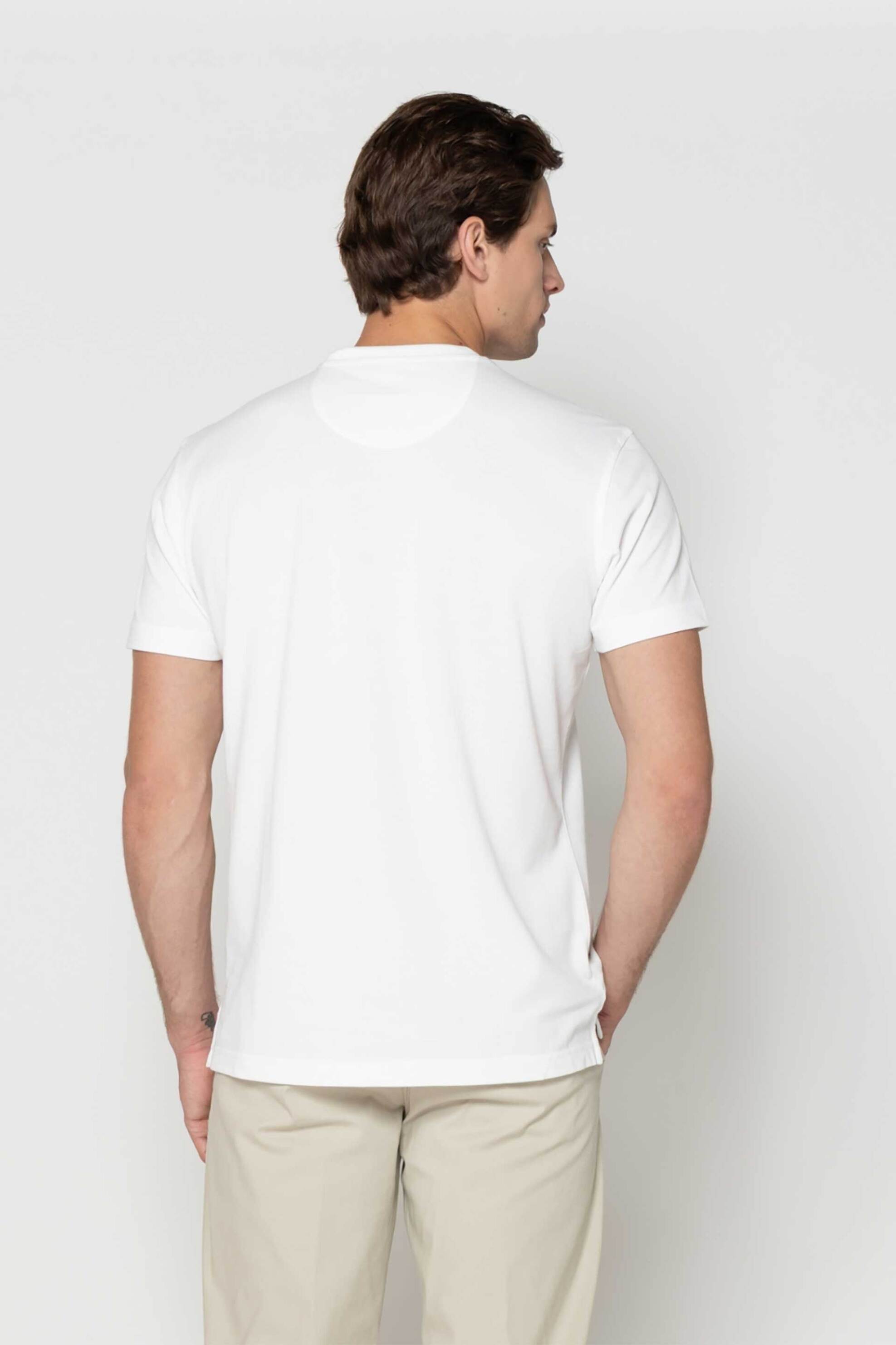 The Bostonians Ανδρικό T-Shirt Πικέ με Κεντημένο Λογότυπο Regular Fit - Ts1308 Λευκό