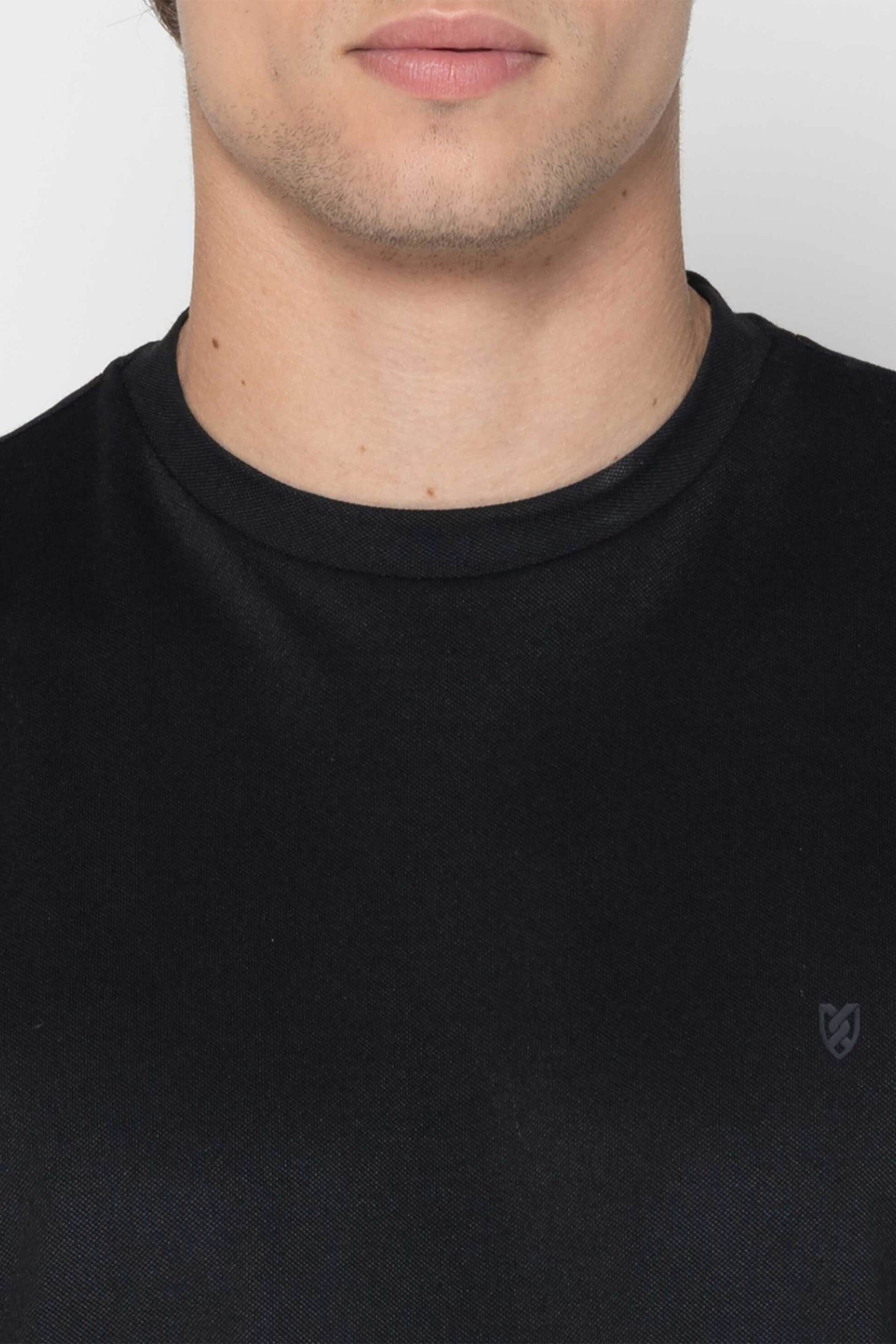 The Bostonians ανδρικό T-shirt πικέ με κεντημένο λογότυπο Regular Fit - TS1308 Μαύρο φωτογραφία