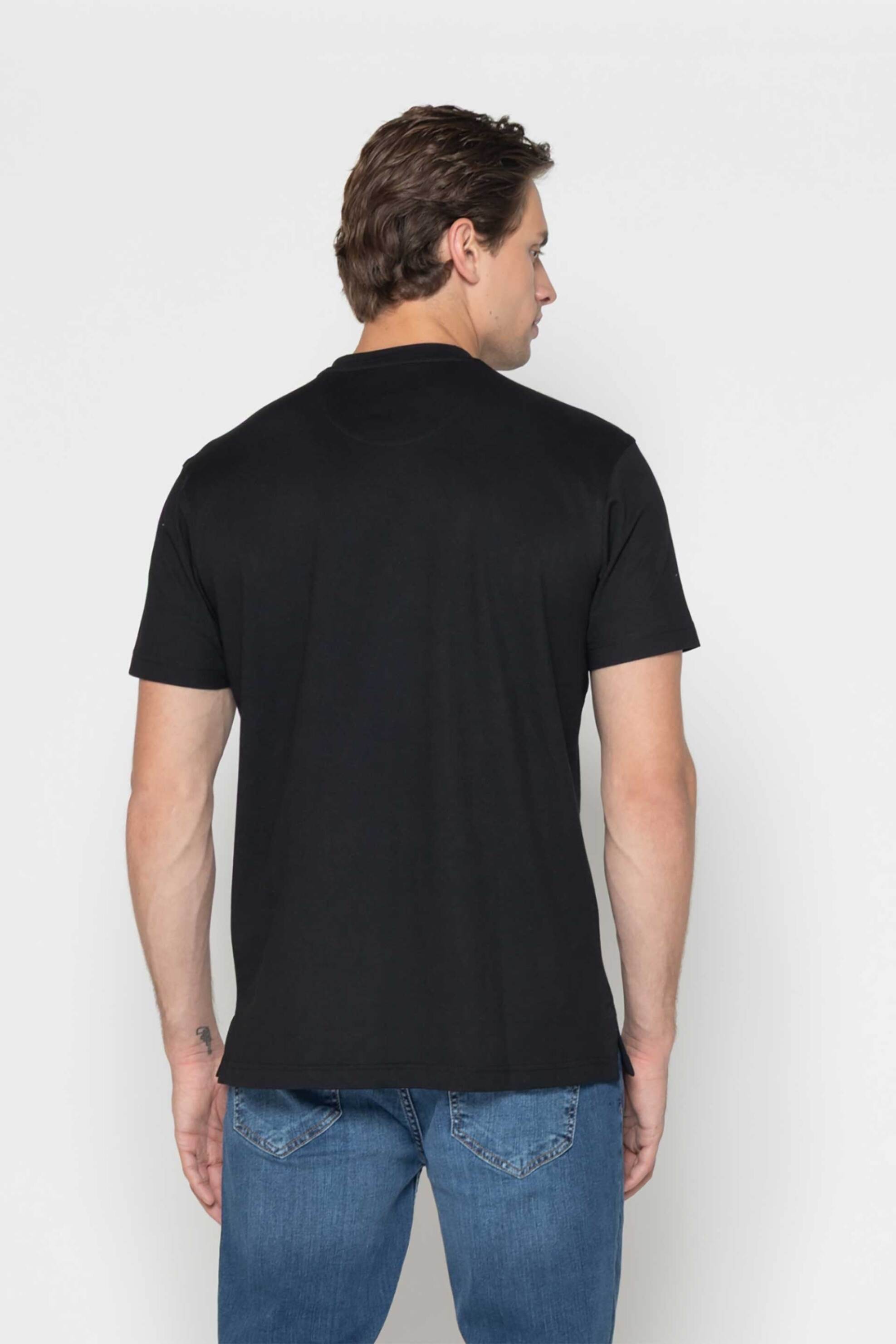The Bostonians Ανδρικό T-Shirt Πικέ με Κεντημένο Λογότυπο Regular Fit - Ts1308 Μαύρο