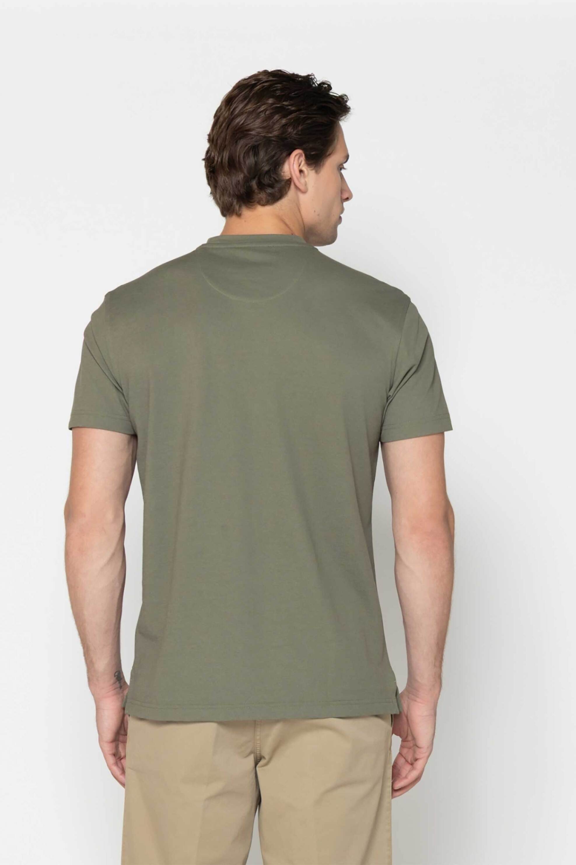 The Bostonians Ανδρικό T-Shirt Πικέ με Κεντημένο Λογότυπο Regular Fit - Ts1308 Χακί