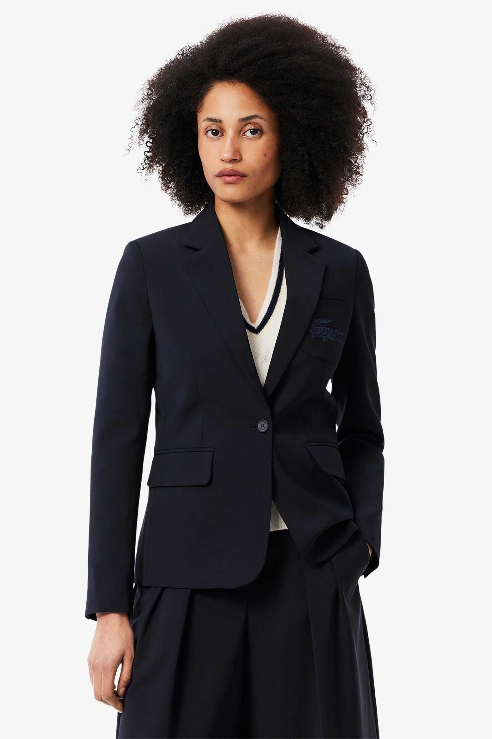 LACOSTE Lacoste γυναικείο σακάκι με κεντημένο λογότυπο Slim Fit - VF4244-00 Μπλε Σκούρο