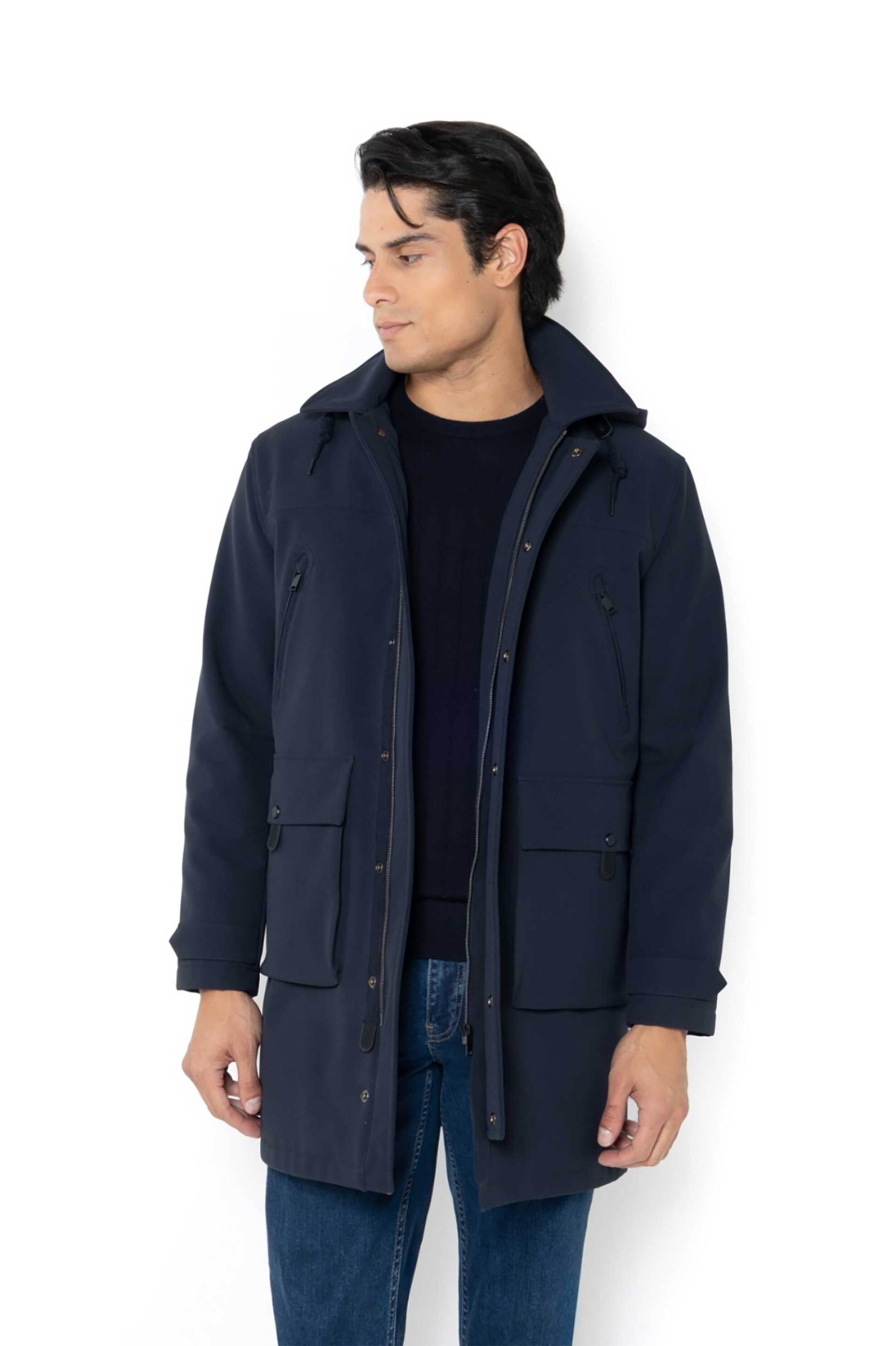 The Bostonians ανδρικό μπουφάν παρκά με κουκούλα και τσέπες Regular Fit - W00007 Μπλε Σκούρο