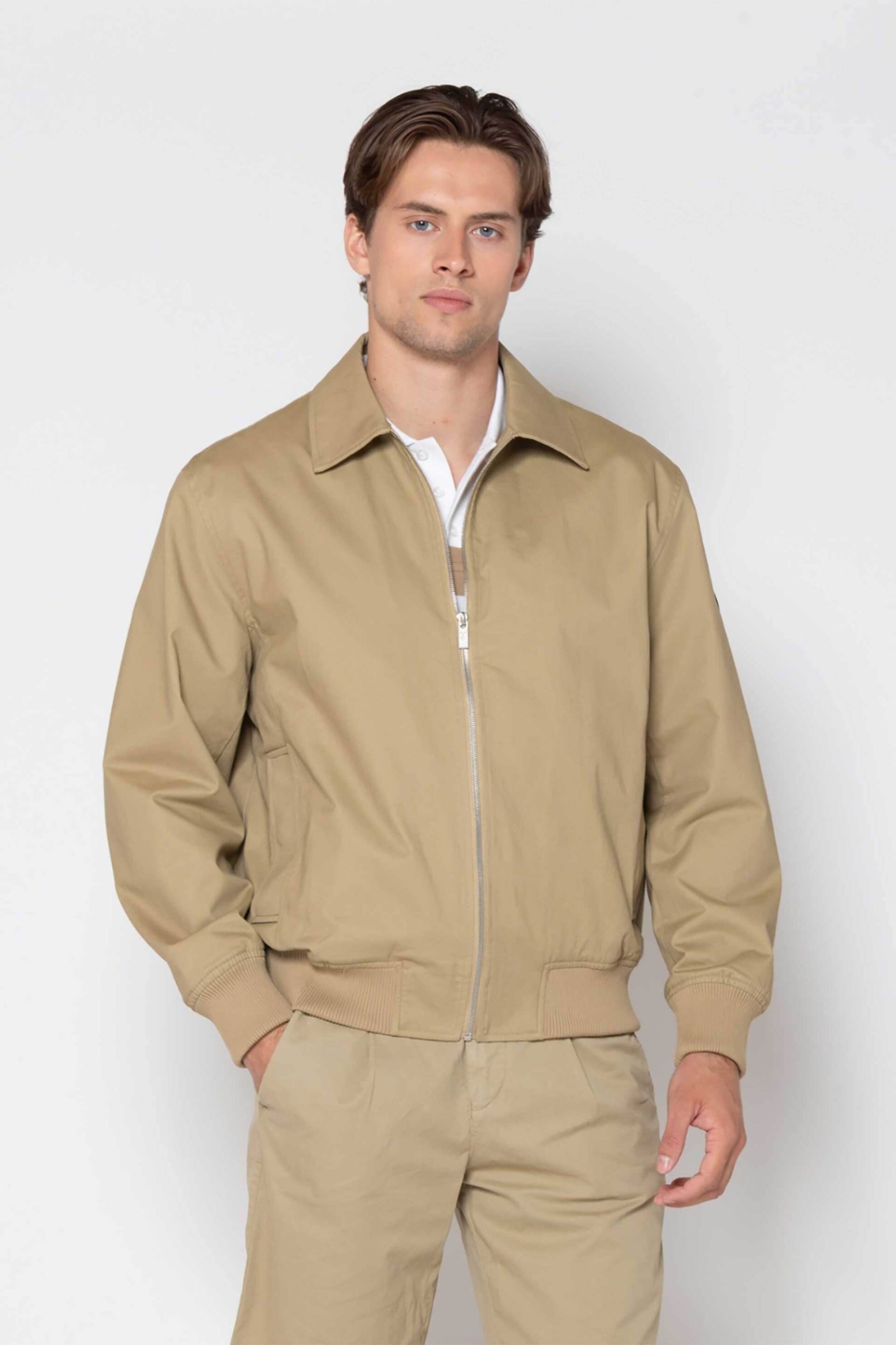 The Bostonians ανδρικό bomber jacketμε γιακά Regular Fit - W20265 Μπεζ