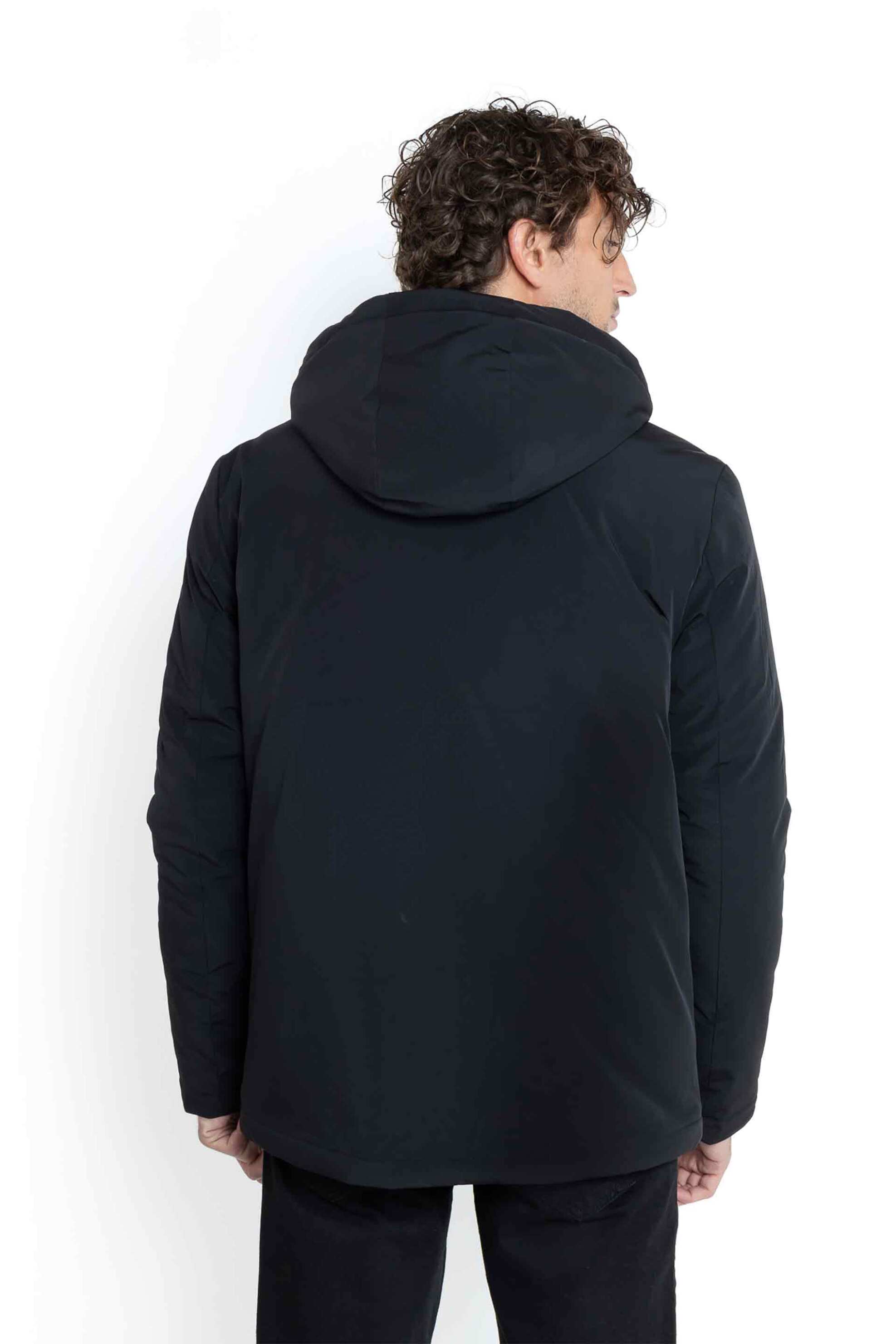 The Bostonians ανδρικό μπουφάν με κουκούλα και logo patch Regular Fit - W24001 Μαύρο φωτογραφία