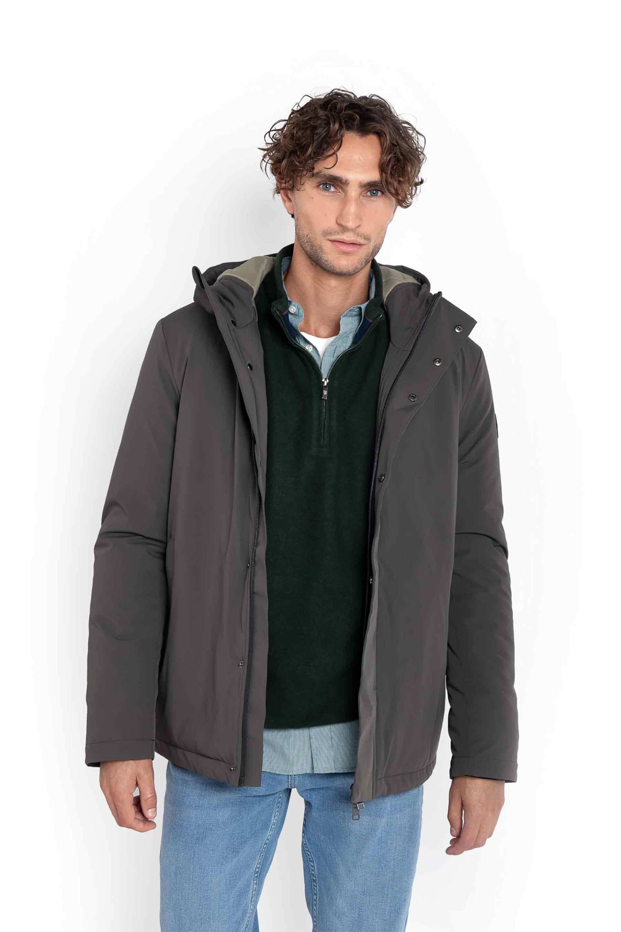 The Bostonians ανδρικό μπουφάν με κουκούλα και logo patch Regular Fit - W24001 Καφέ Ανοιχτό