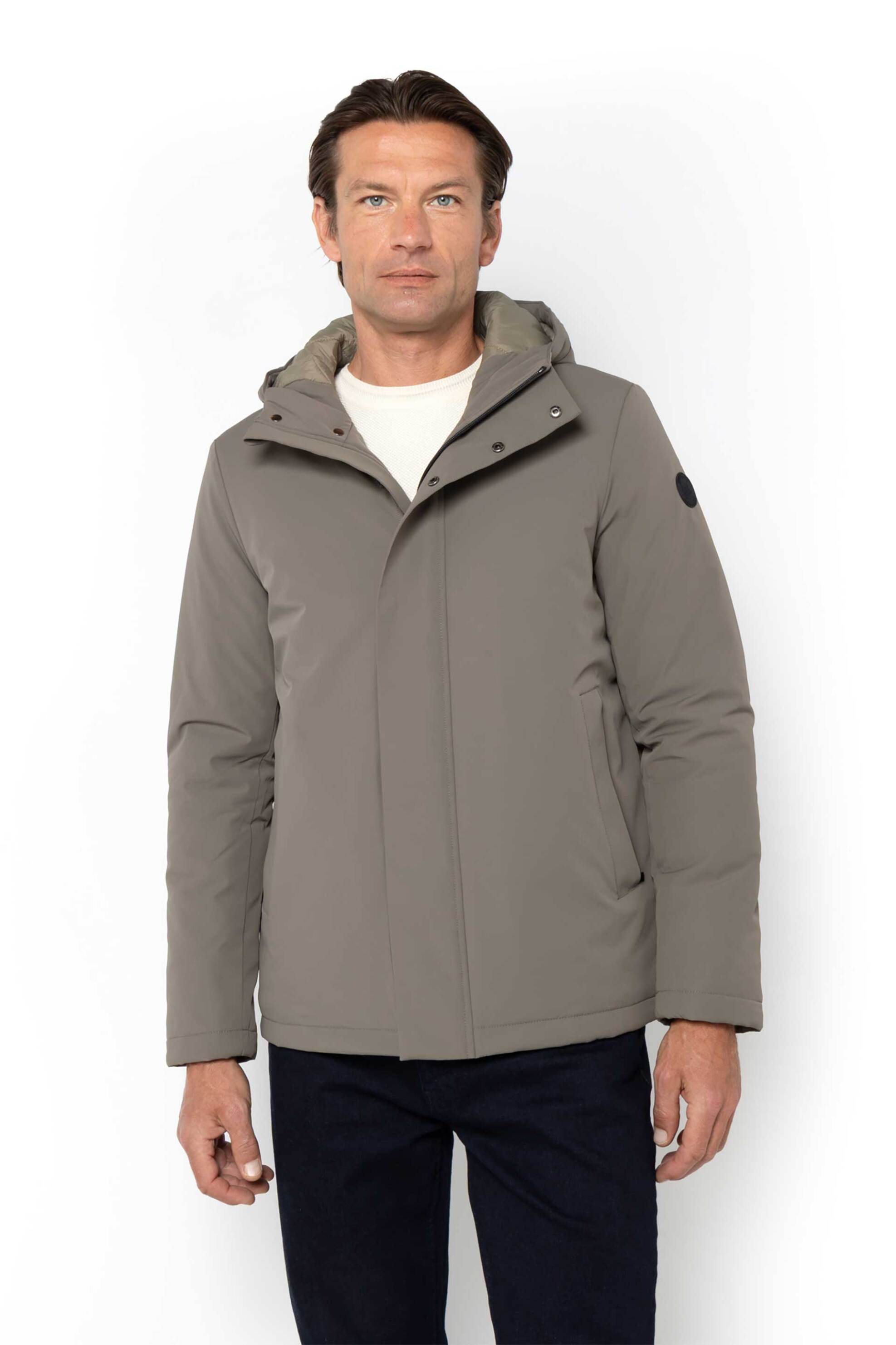 The Bostonians ανδρικό μπουφάν με κουκούλα και logo patch Regular Fit - W24001 Γκρι