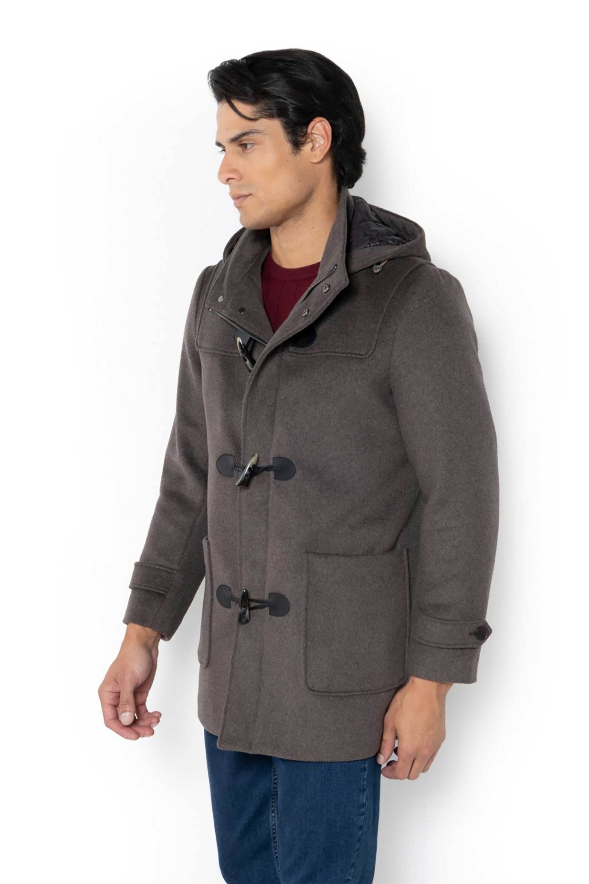 The Bostonians ανδρικό παλτό montgomery με κουκούλα Regular Fit - W2490T729 Καφέ φωτογραφία