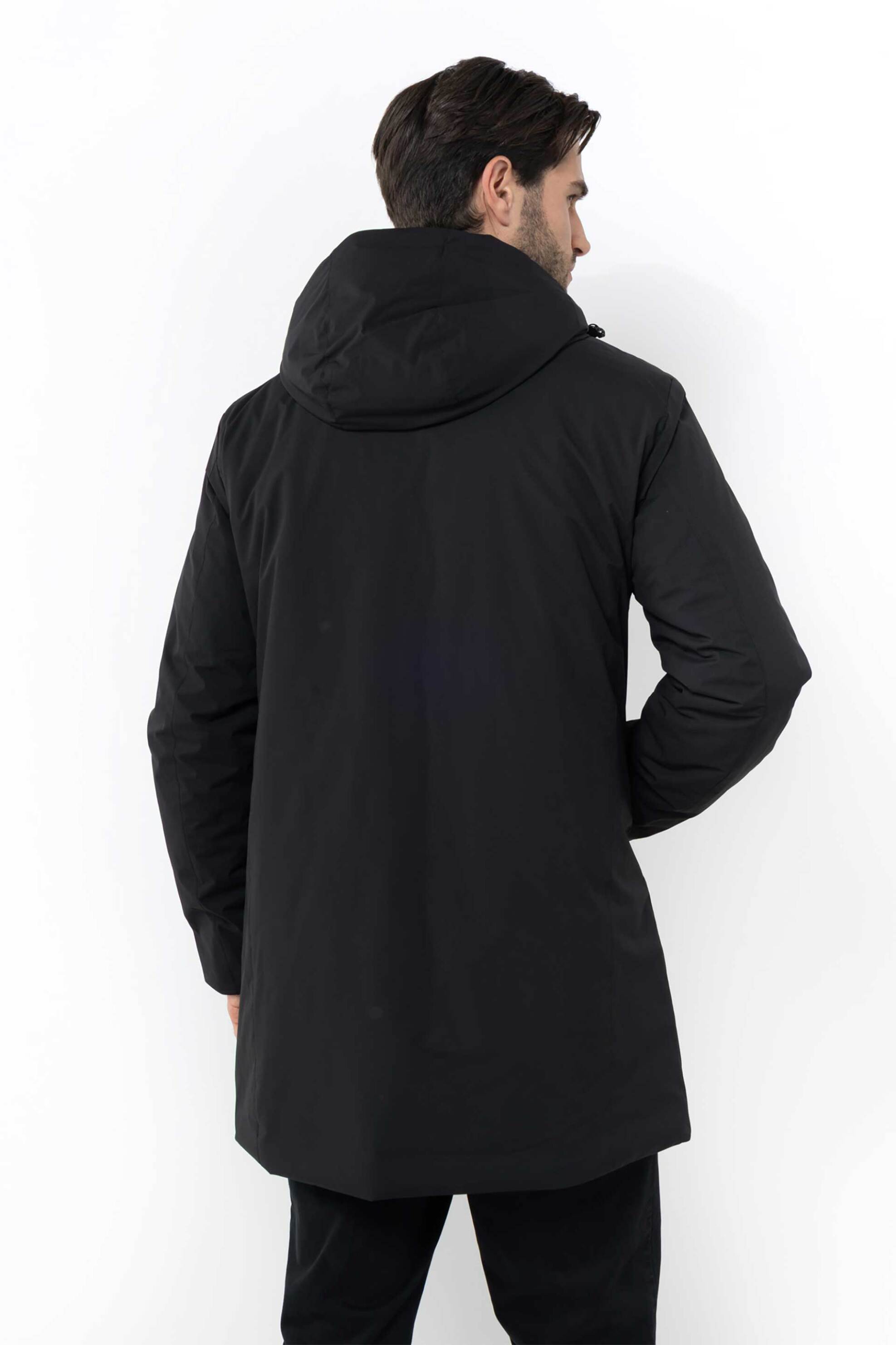 The Bostonians Ανδρικό Μακρύ Μπουφάν με Κουκούλα Και Logo Patch Regular Fit - W2815T908 Μαύρο