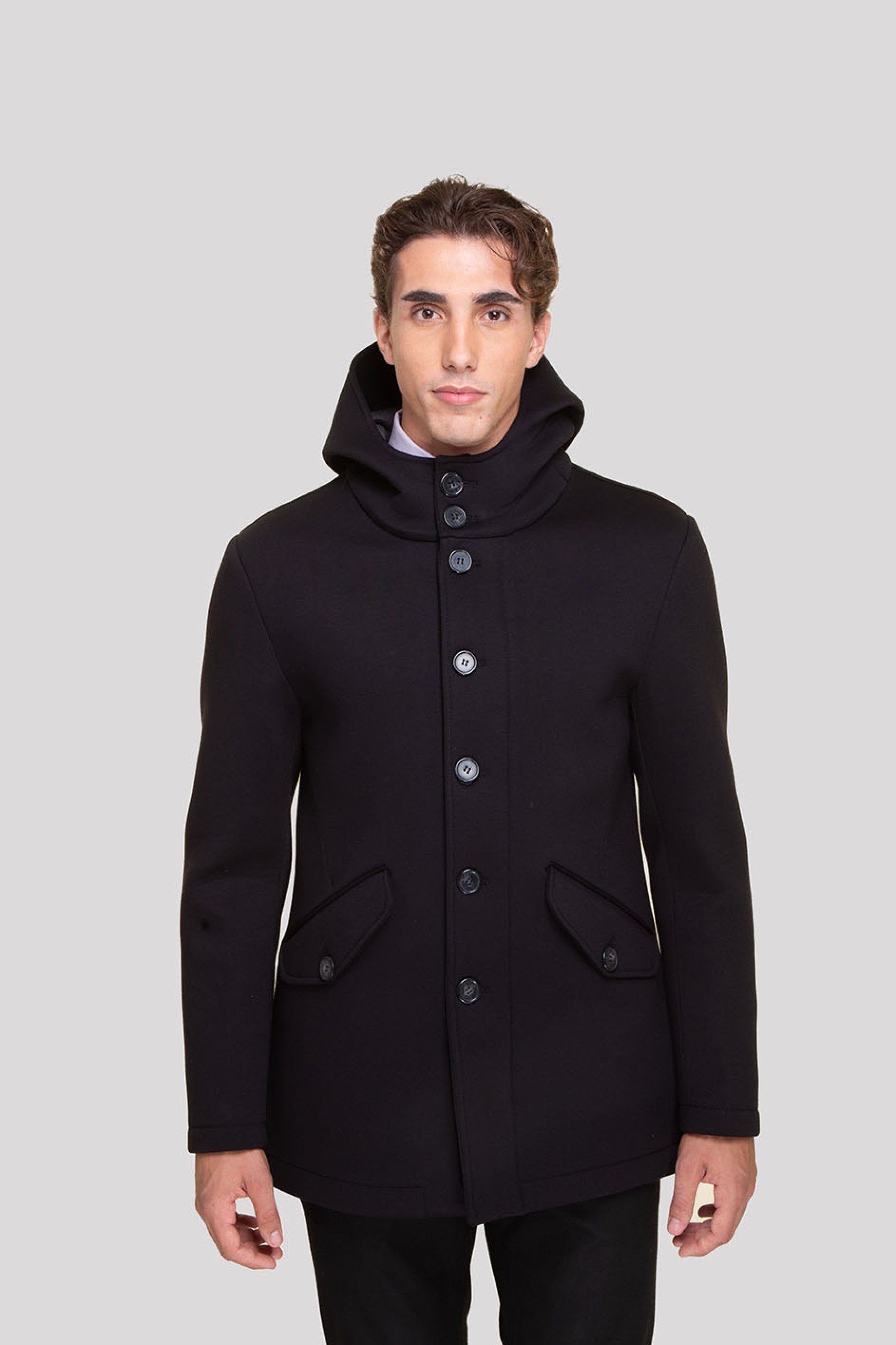 The Bostonians ανδρικό παλτό με κουκούλα Custom Fit - W306173 Μαύρο