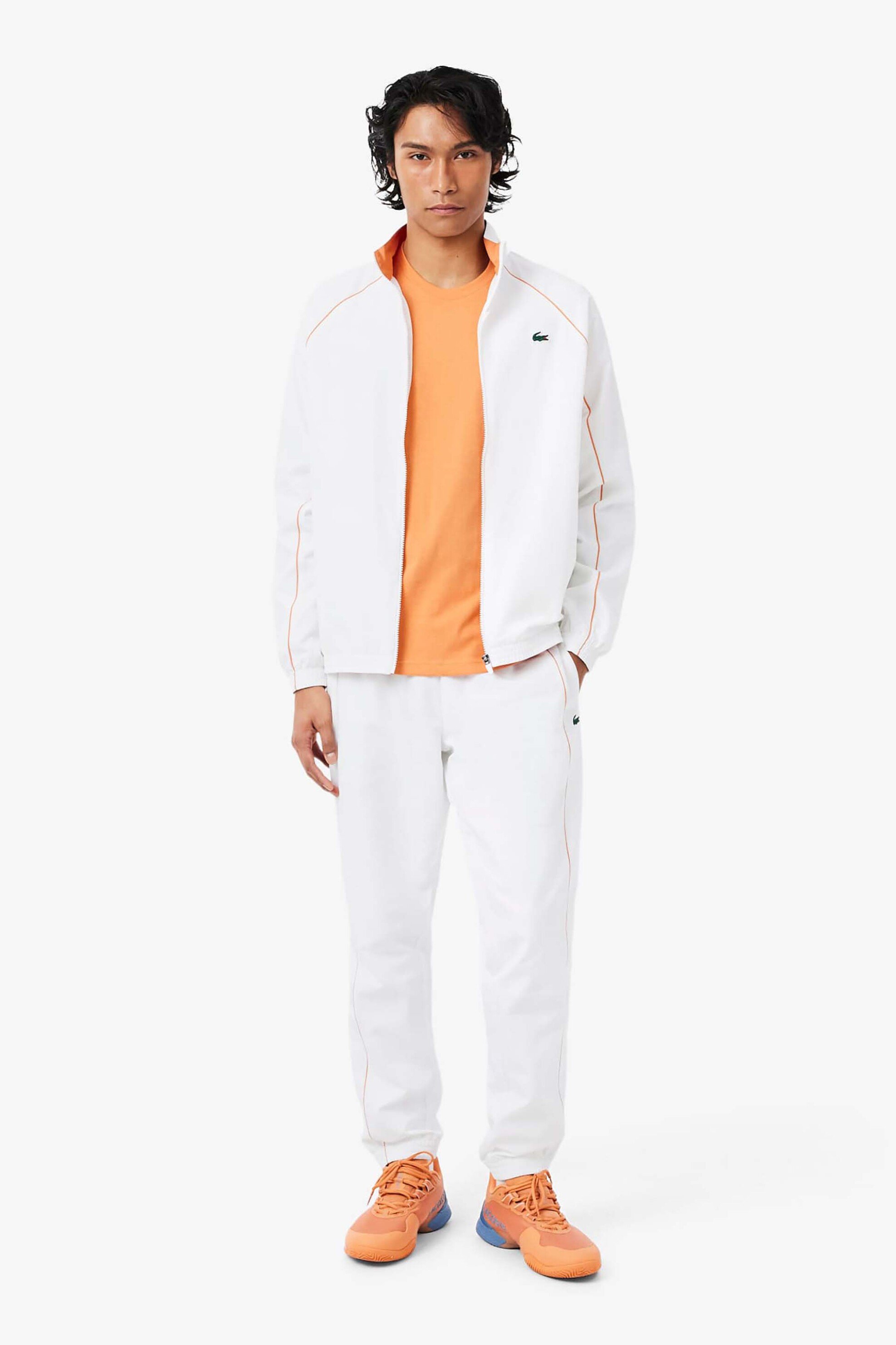 Lacoste σετ ανδρική φόρμα αδιάβροχη με contrast ρίγα και λογότυπο Regular Fit - WH0265 Λευκό