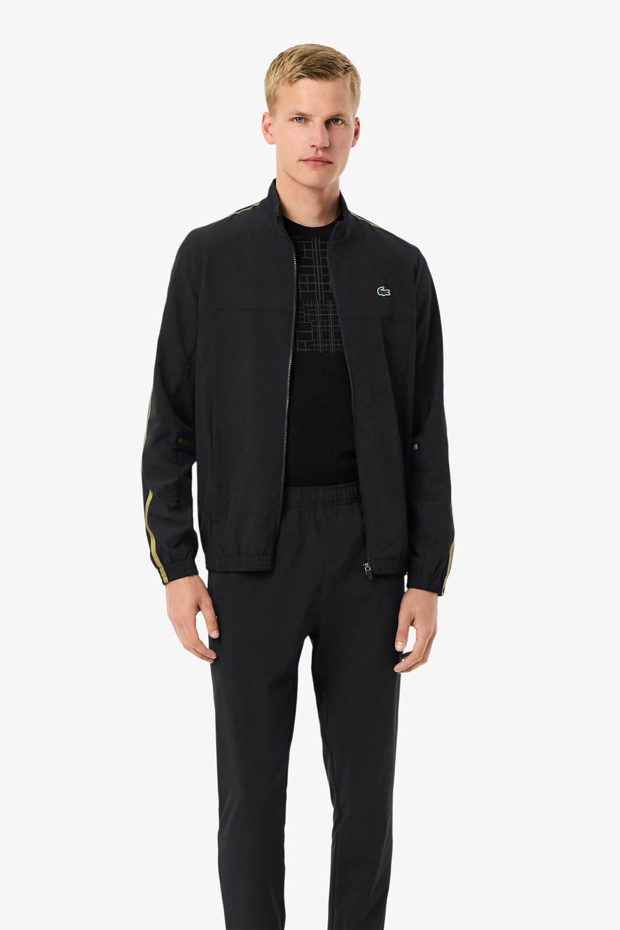 LACOSTE Lacoste ανδρικό σετ φόρμας με ζακέτα φούτερ και παντελόνι φόρμας "Lacoste Tennis x Novak Djokovic" - WH4752 Μαύρο