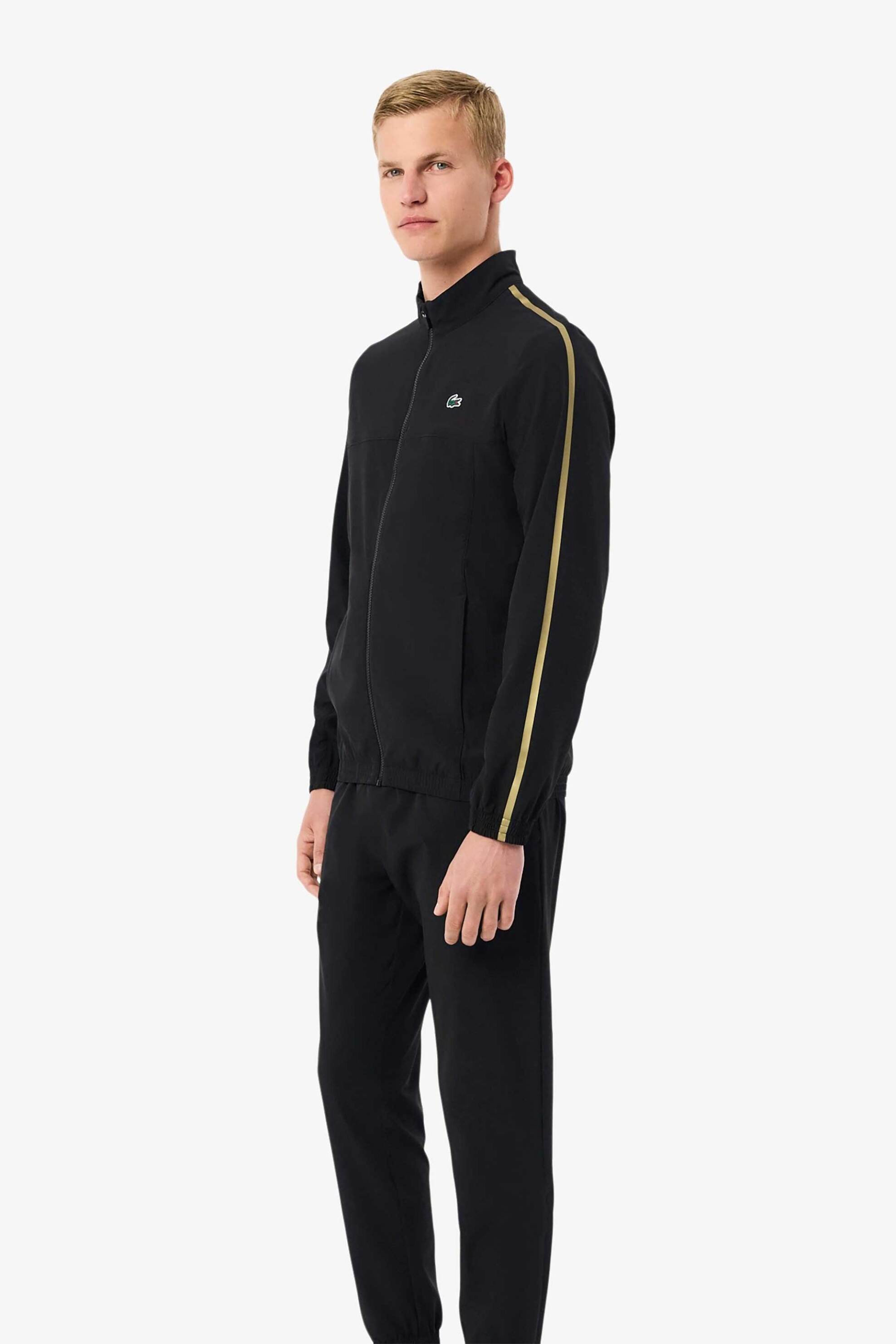 Lacoste ανδρικό σετ φόρμας με ζακέτα φούτερ και παντελόνι φόρμας "Lacoste Tennis x Novak Djokovic" - WH4752 Μαύρο φωτογραφία